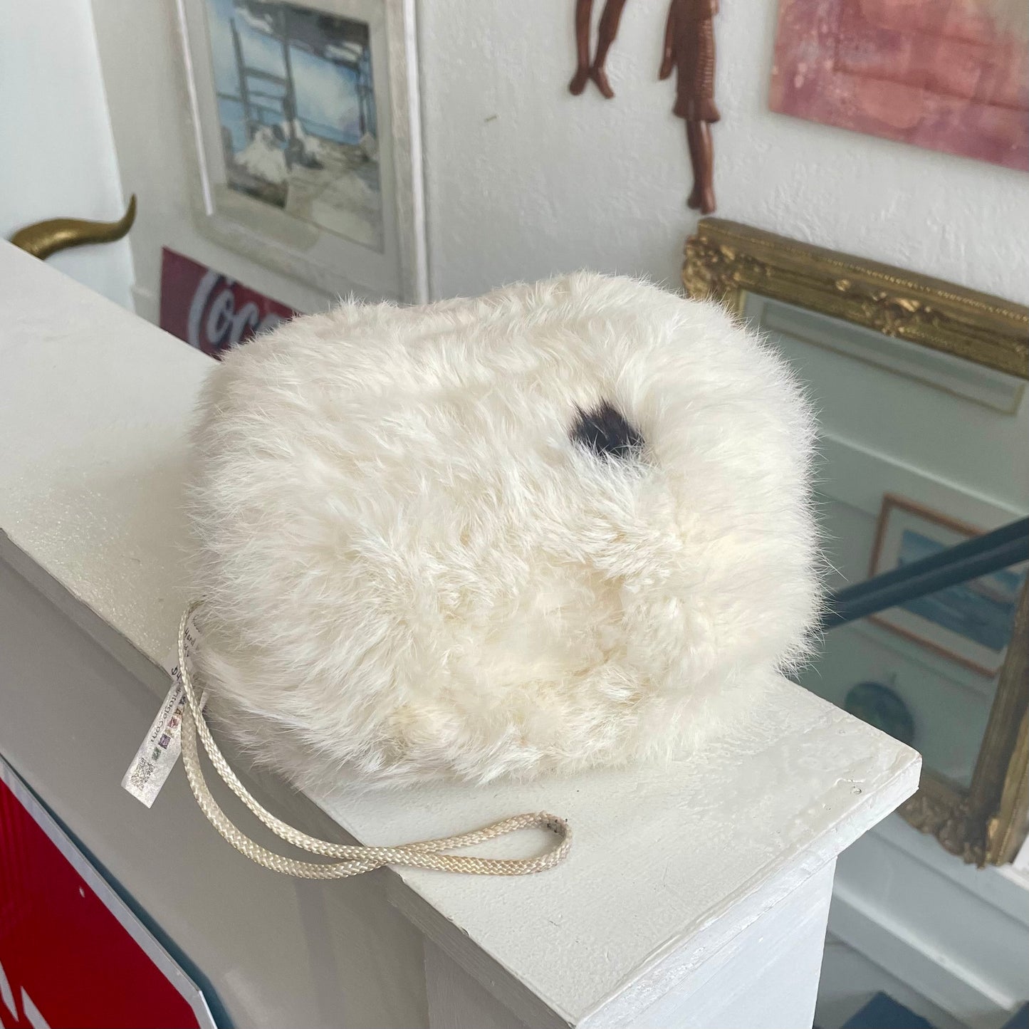 Rabbit Fur Hand Warmer Muff Vintage
