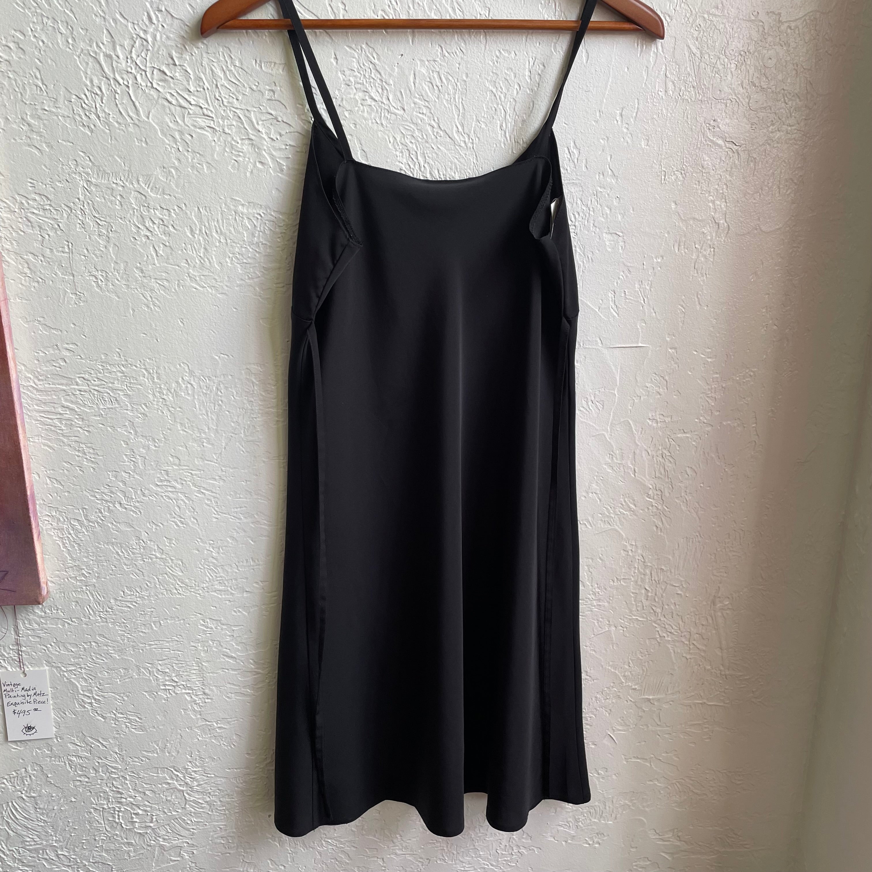 Black Satin Y2K Slip Dress | Small