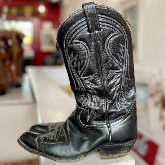 Black, Blue Lining Vintage Tony Lama CowBoy Boots | Size 12