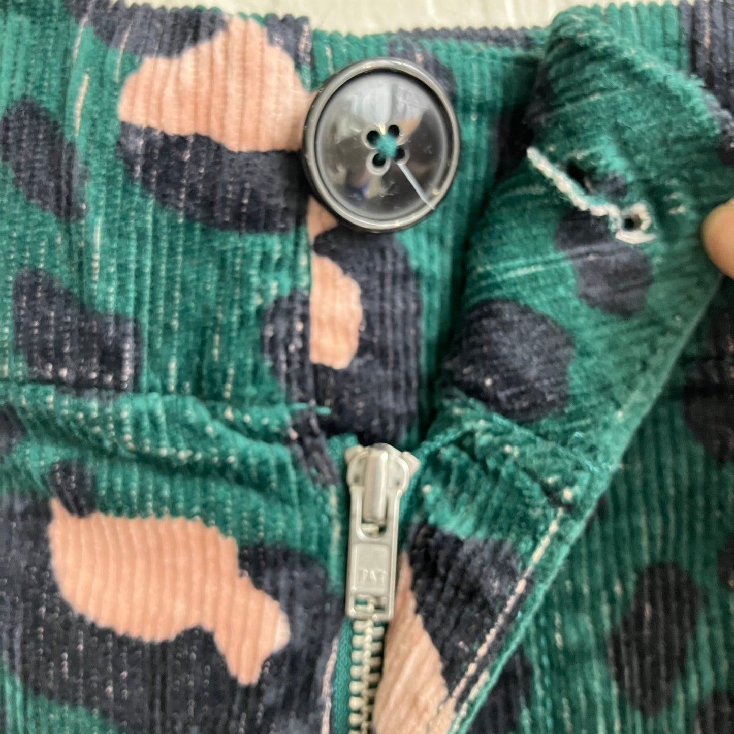 Anthropology Maeve Collette Green Animal Print Corduroy Wide Leg Pants Plus Size Women’s 26W