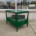 Refurbished Emerald Green 2-Tier Mid-Century Nightstand
