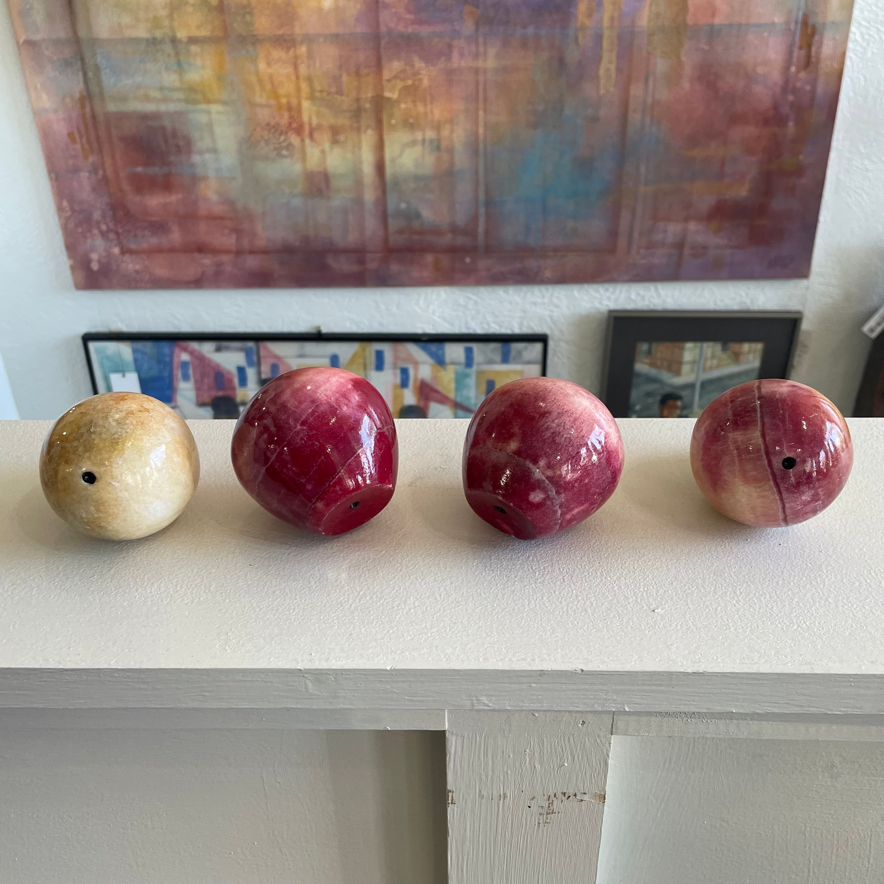 Italian Alabaster Apple, Pear and Banana Fruit Set 5 Piece