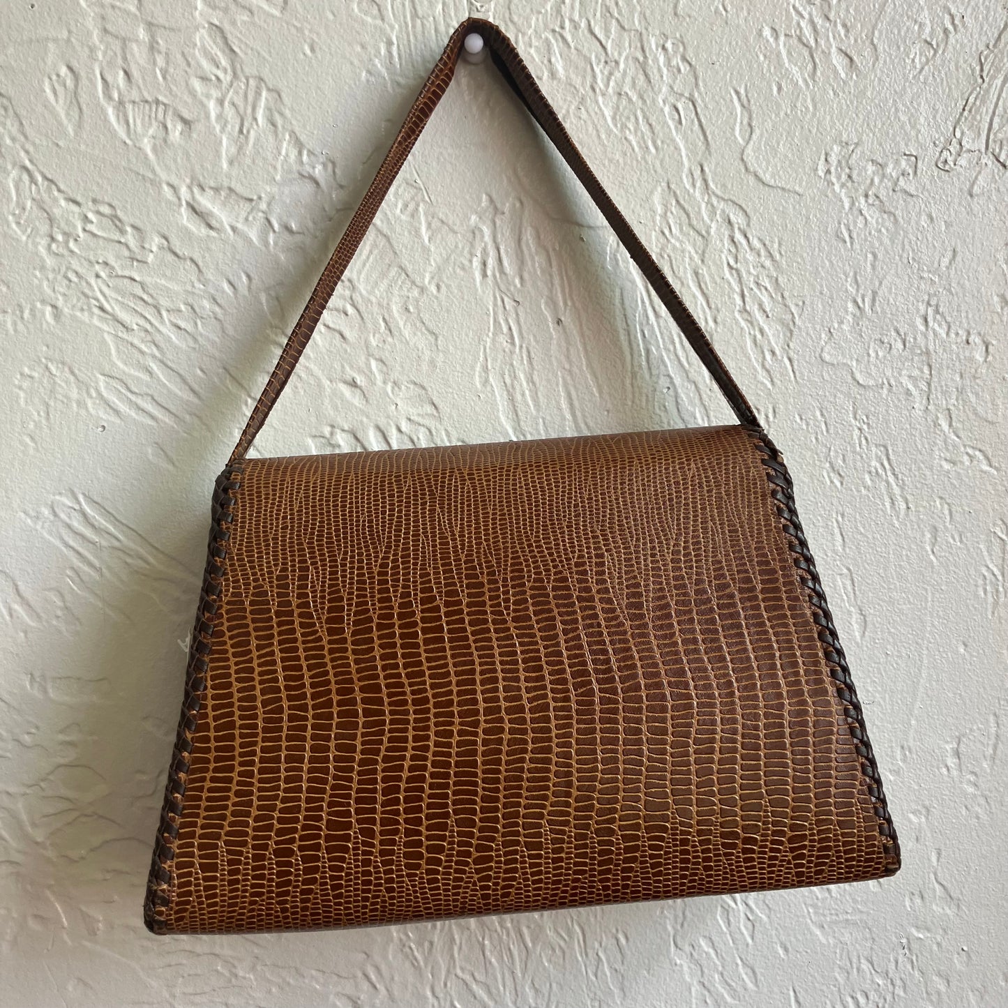 Vintage Alligator Print Shoulder Bag