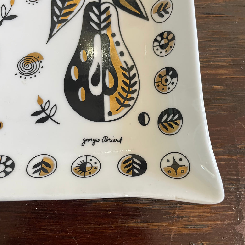 Georges Briard "Forbidden Fruit" MCM Milk Glass Tray