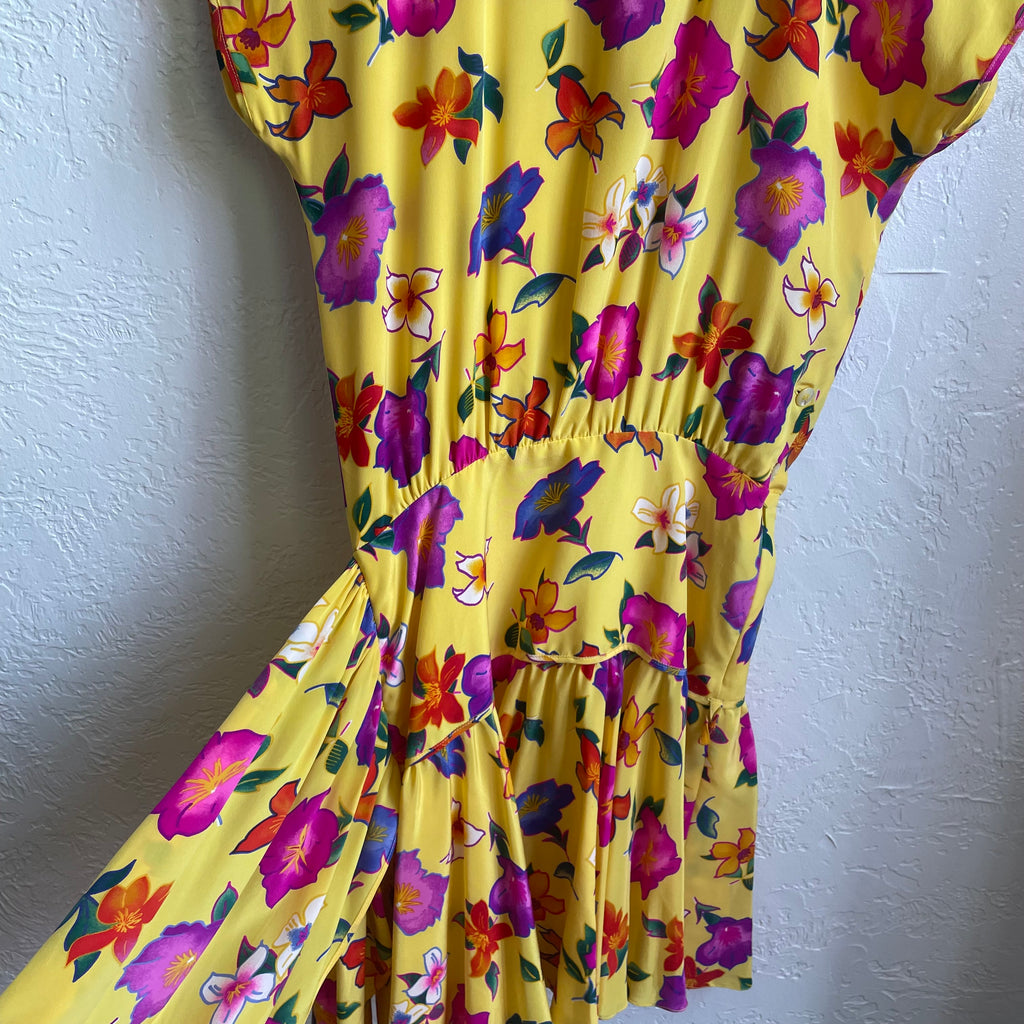 1980’s Escada Yellow Floral Party Dress | Small