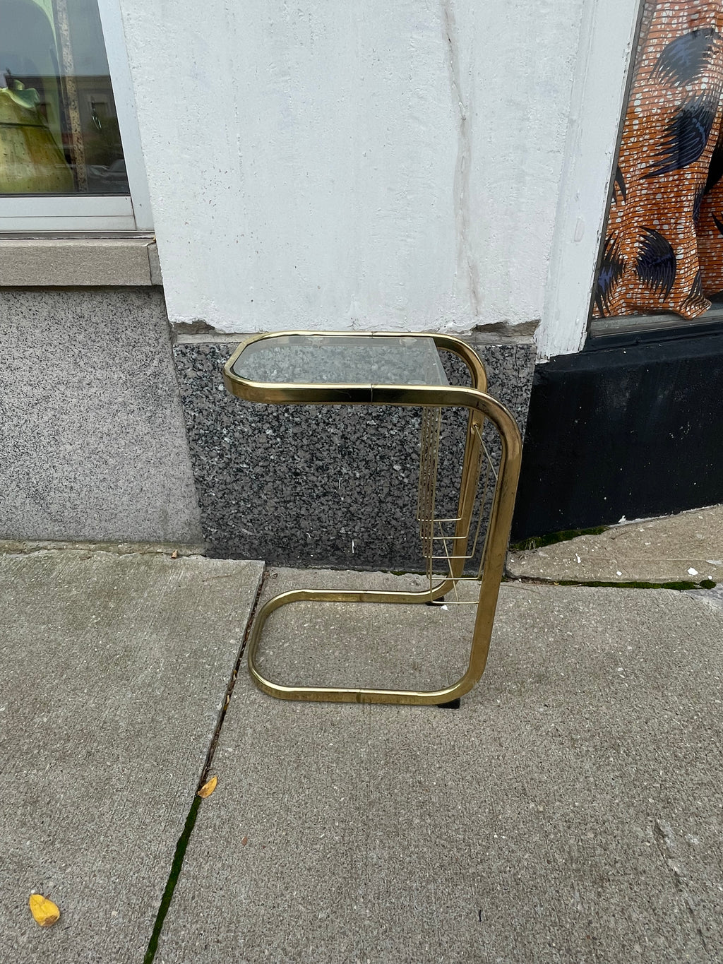 Brass Mid-Century End Table w/ Glass Top