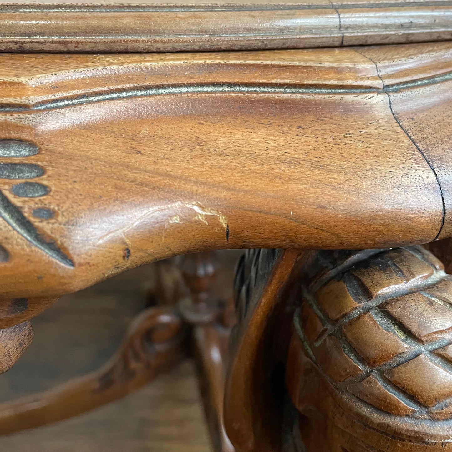 Antique 20th Century Wood Carved French Baroque Tea Tray Table