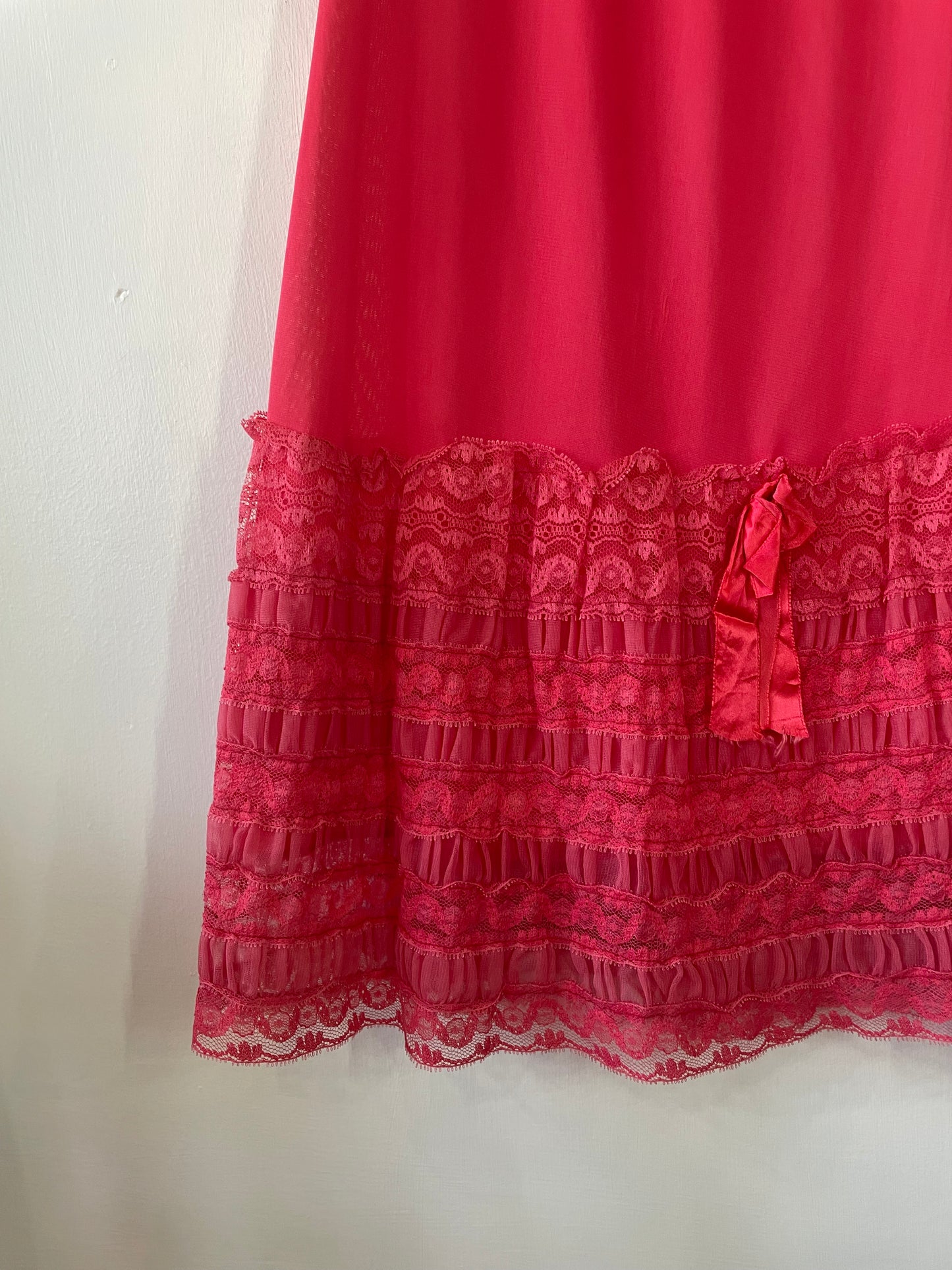 60s Cherry Red Midi Slip Skirt