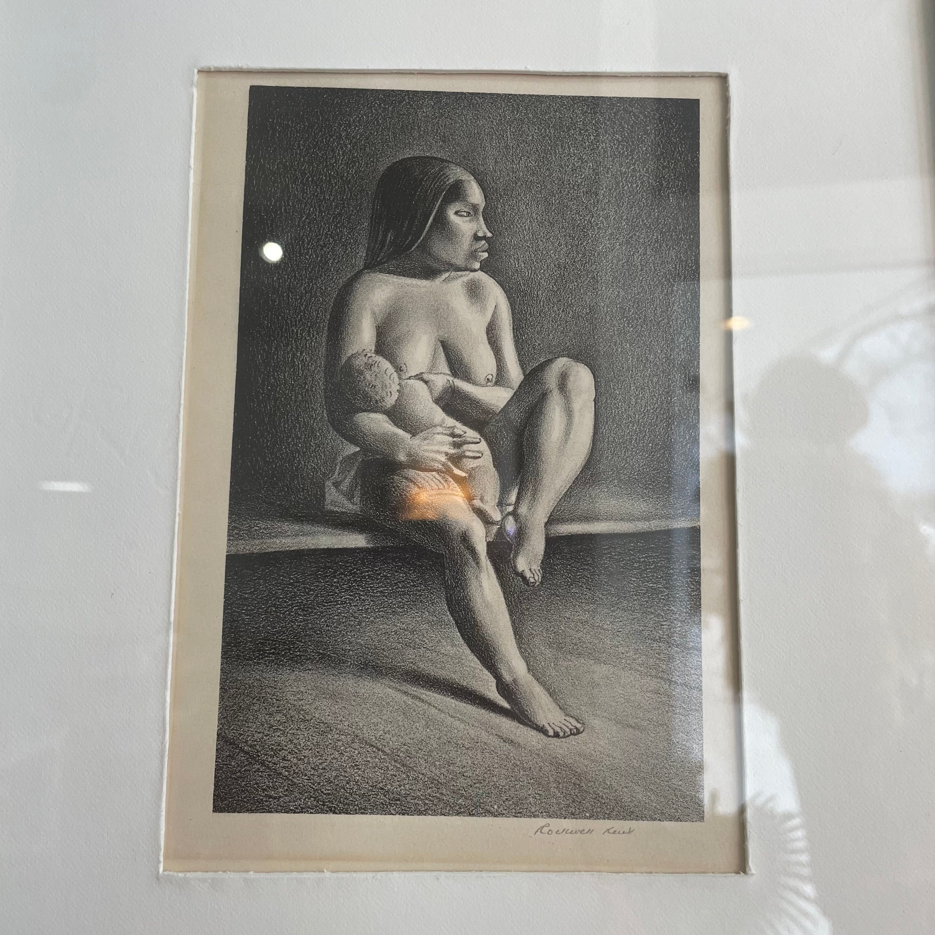 Rockwell Kent 1934 Greenland Mother, Nursing Child Signed Lithograph  13" x 16"