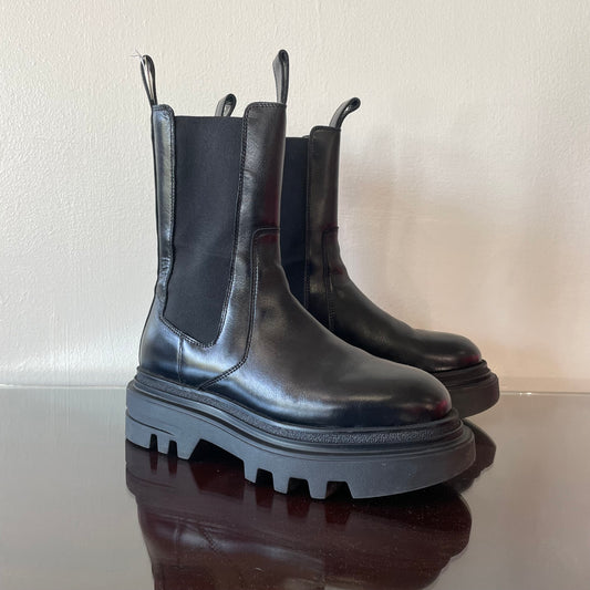 ALLSAINTS Alex Chelsea Boos in Shine Black | Size 36/6