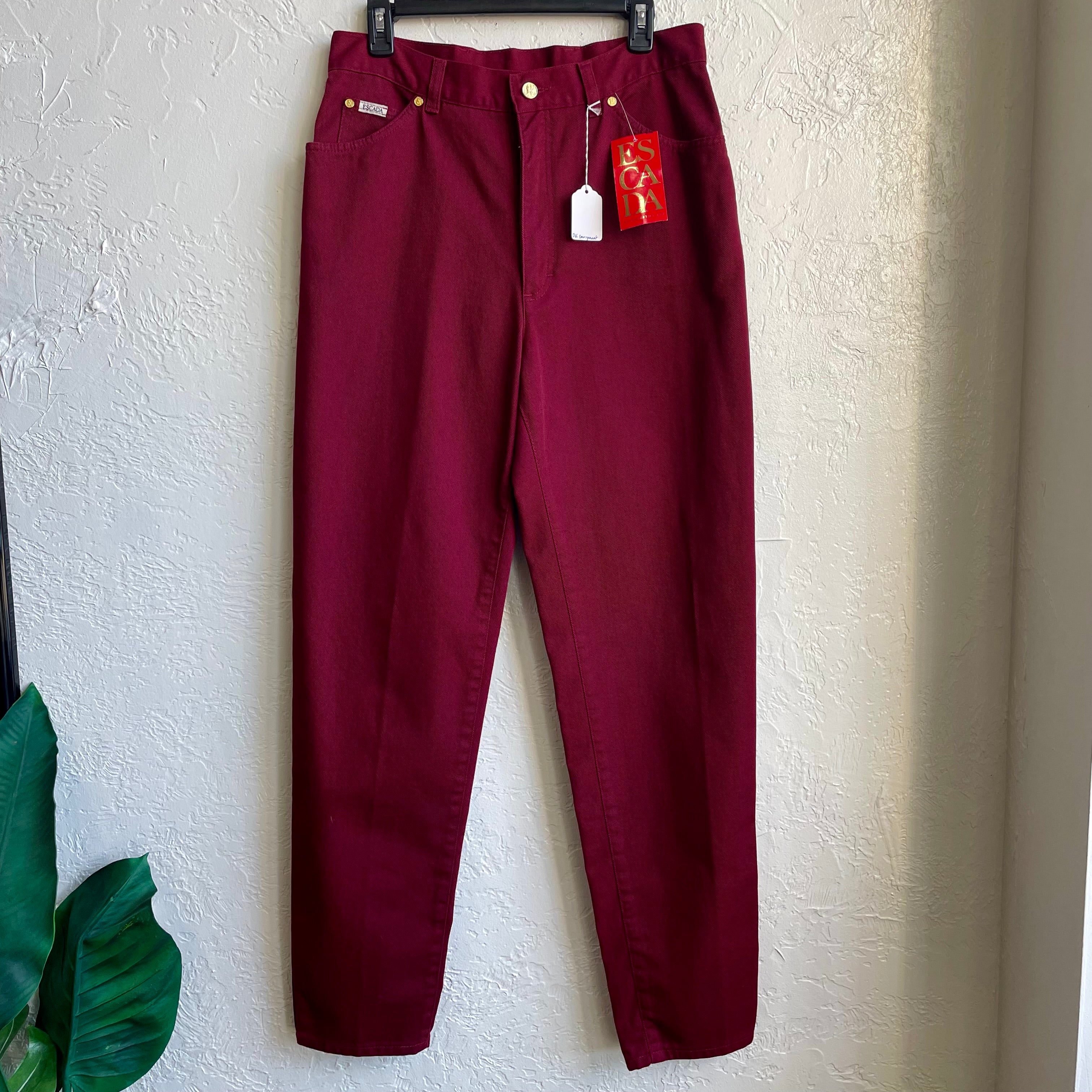 Escada 1990’s High Waisted Burgundy Jeans | 8/ Medium