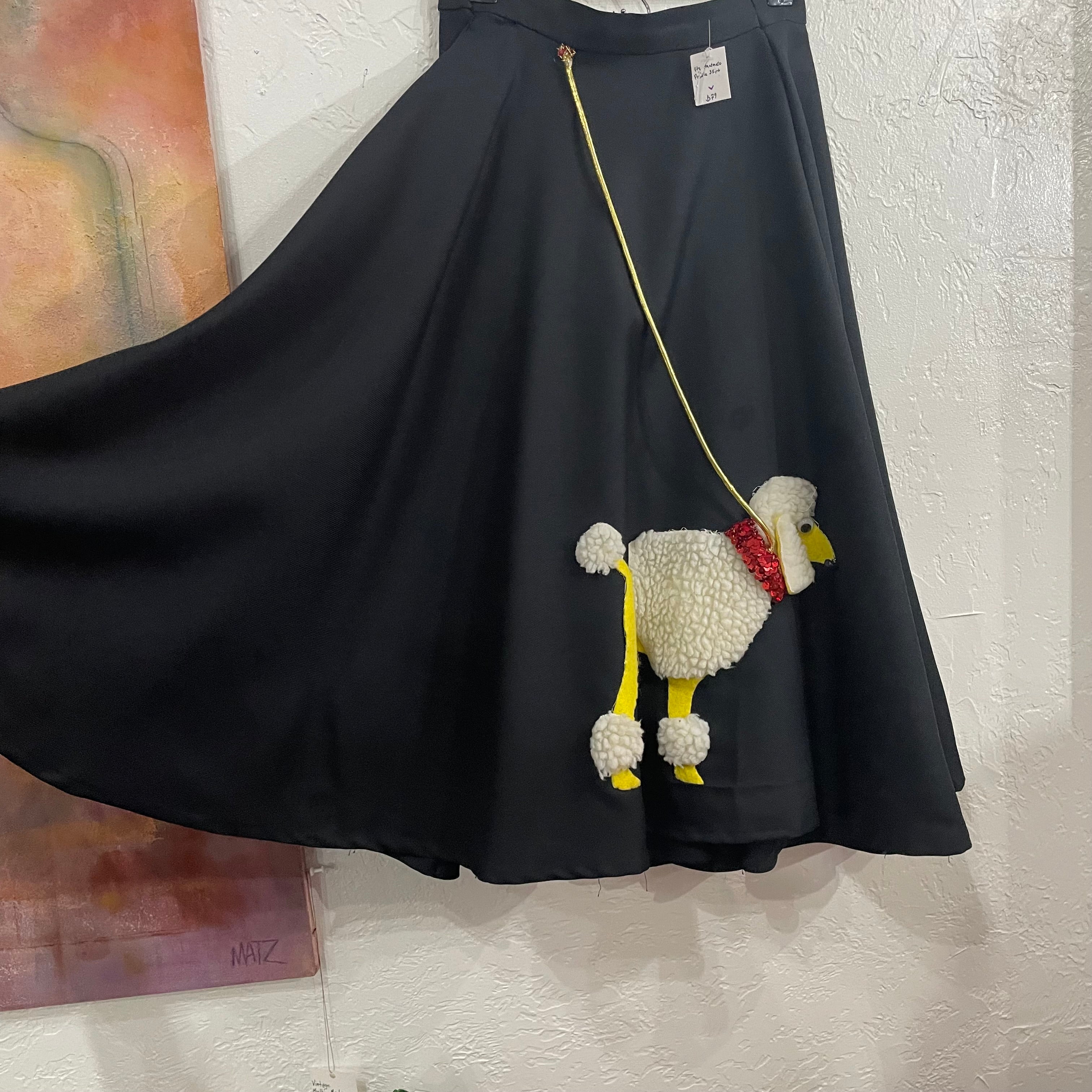 Vintage Handmade Black Poodle Skirt | XSmall