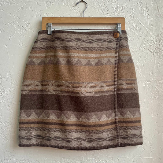 Wool Wrap Mini Skirt | Size 13/14