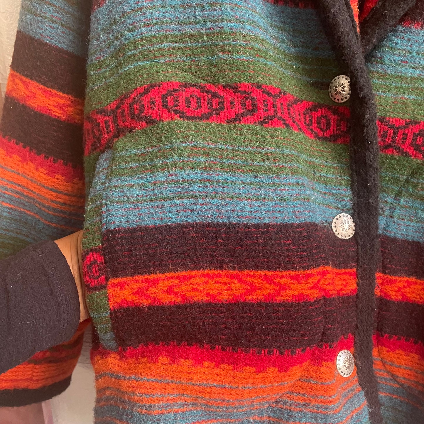 Woolrich Western Style Aztec Stripped Blanket Coat Vintage 1980's| Medium