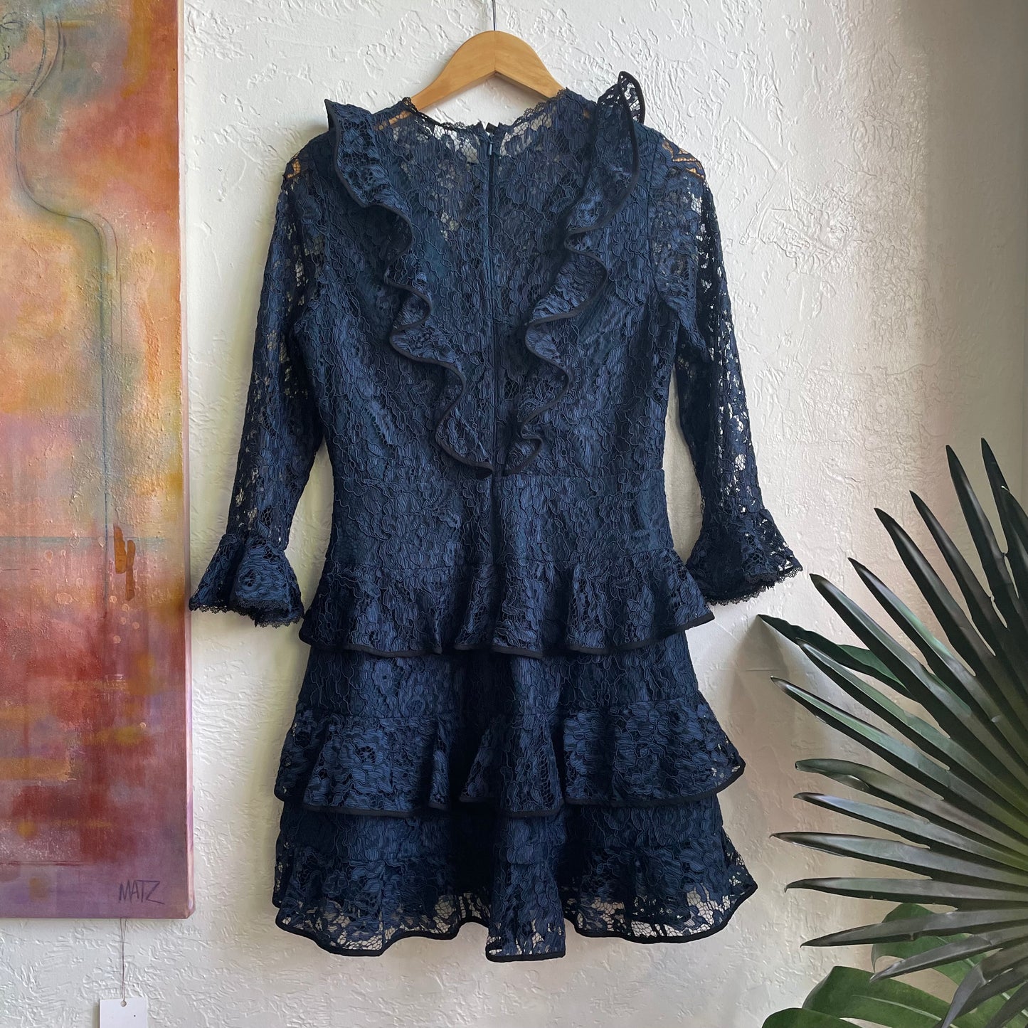 Alexis Navy Tracie Long Sleeve Lace Dress | Size Large