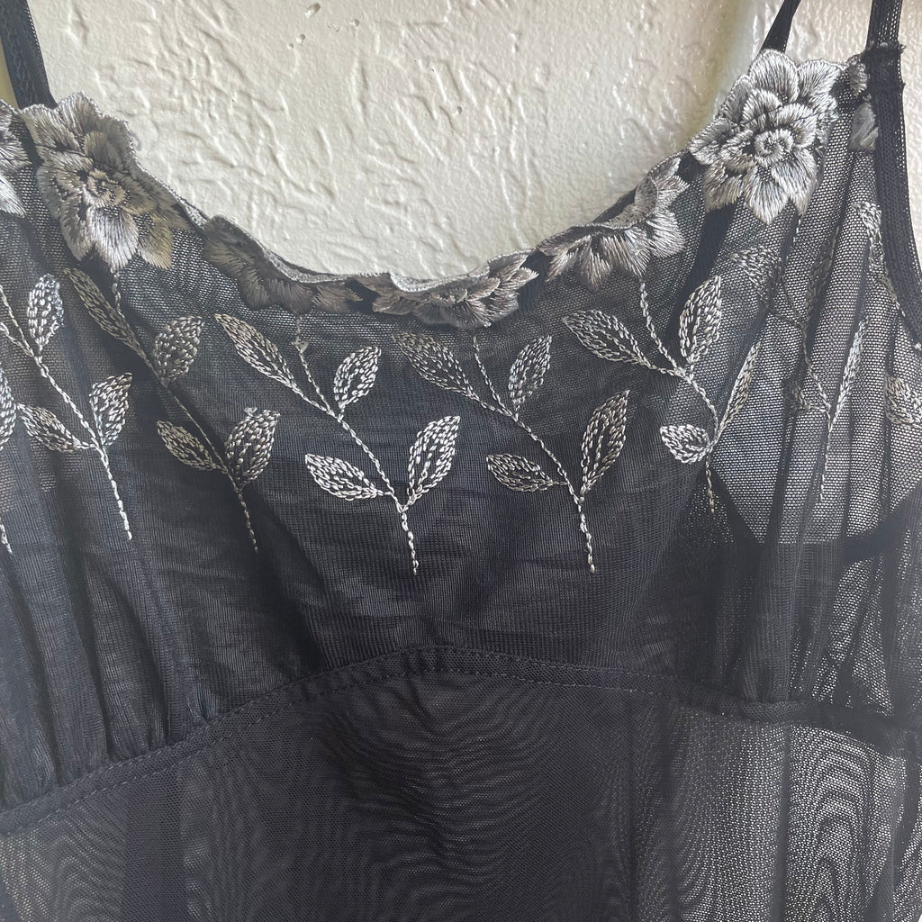 Black Floral Slip Lingerie Dress | Small