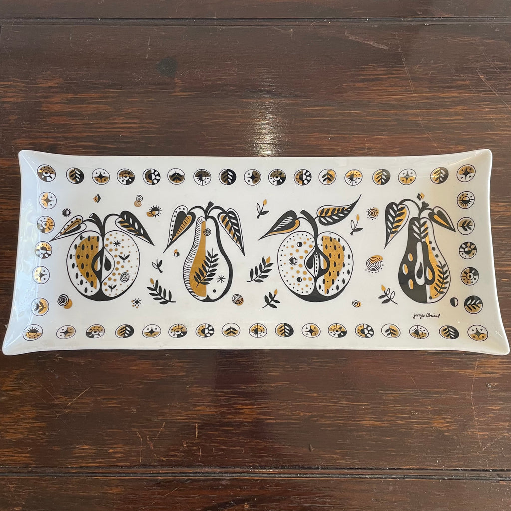 Georges Briard "Forbidden Fruit" MCM Milk Glass Tray