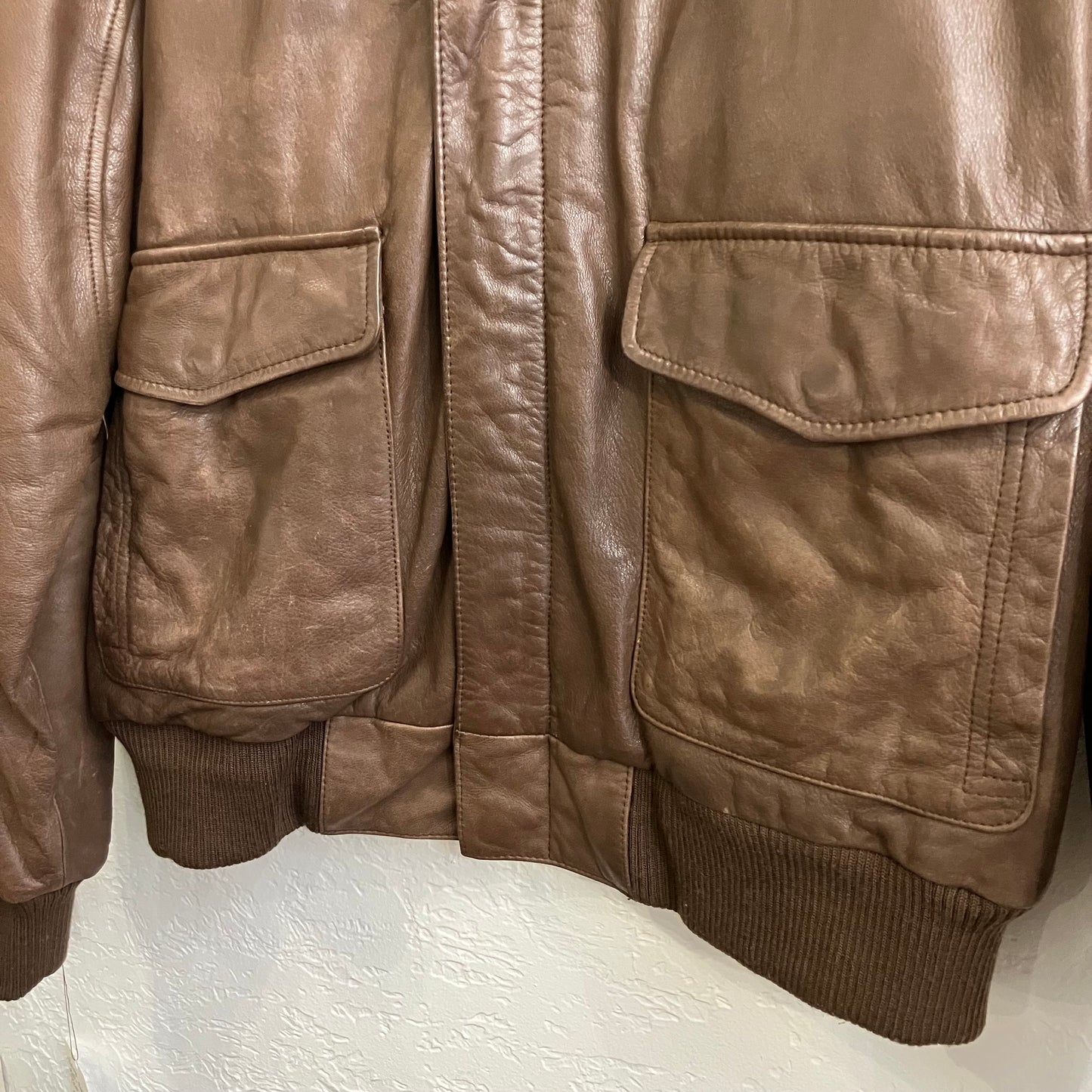 Brown Leather Avaitor Pilot Bomber Jacket | Size R46/Large