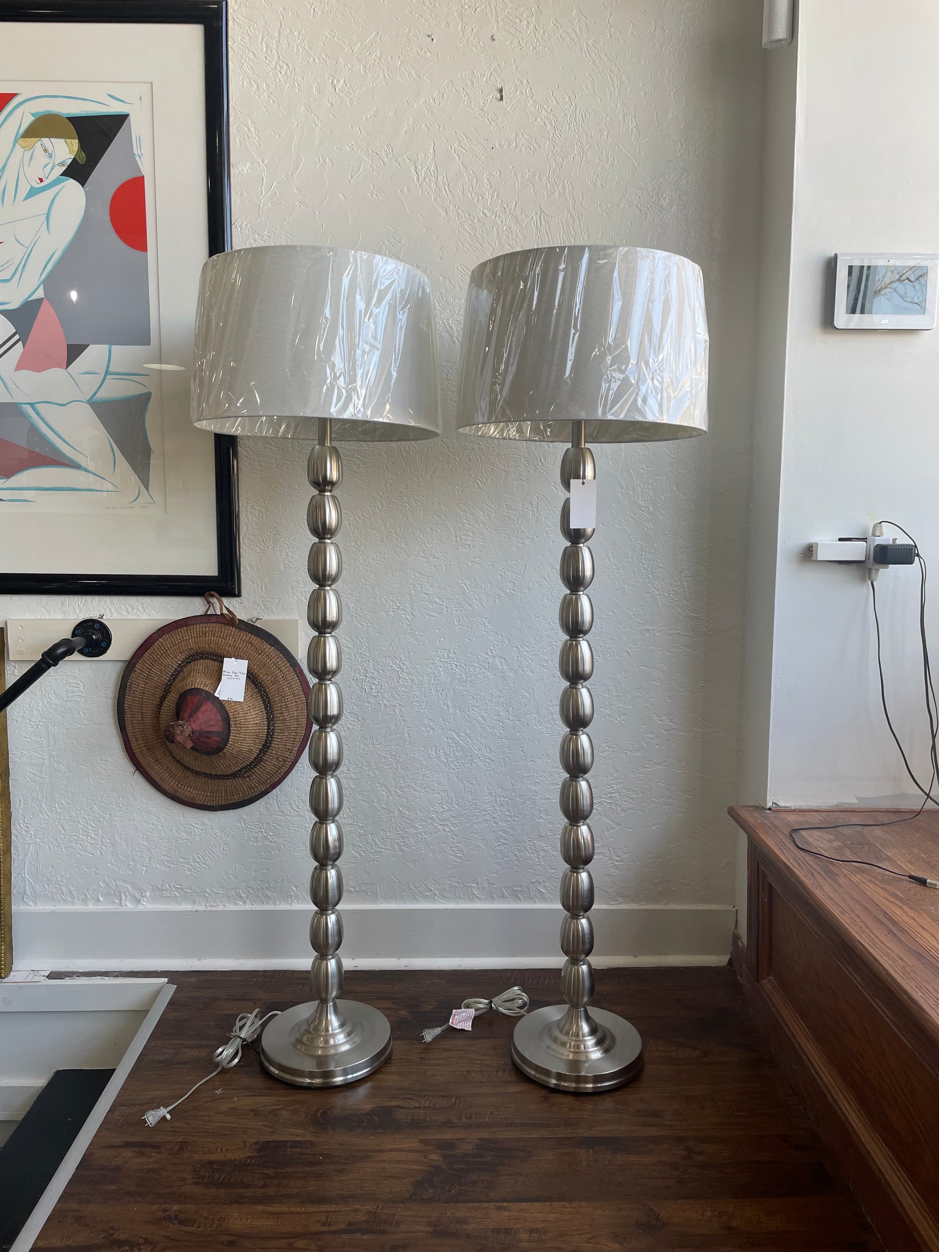 Brushed Nickel Floors Lamps Set of 2