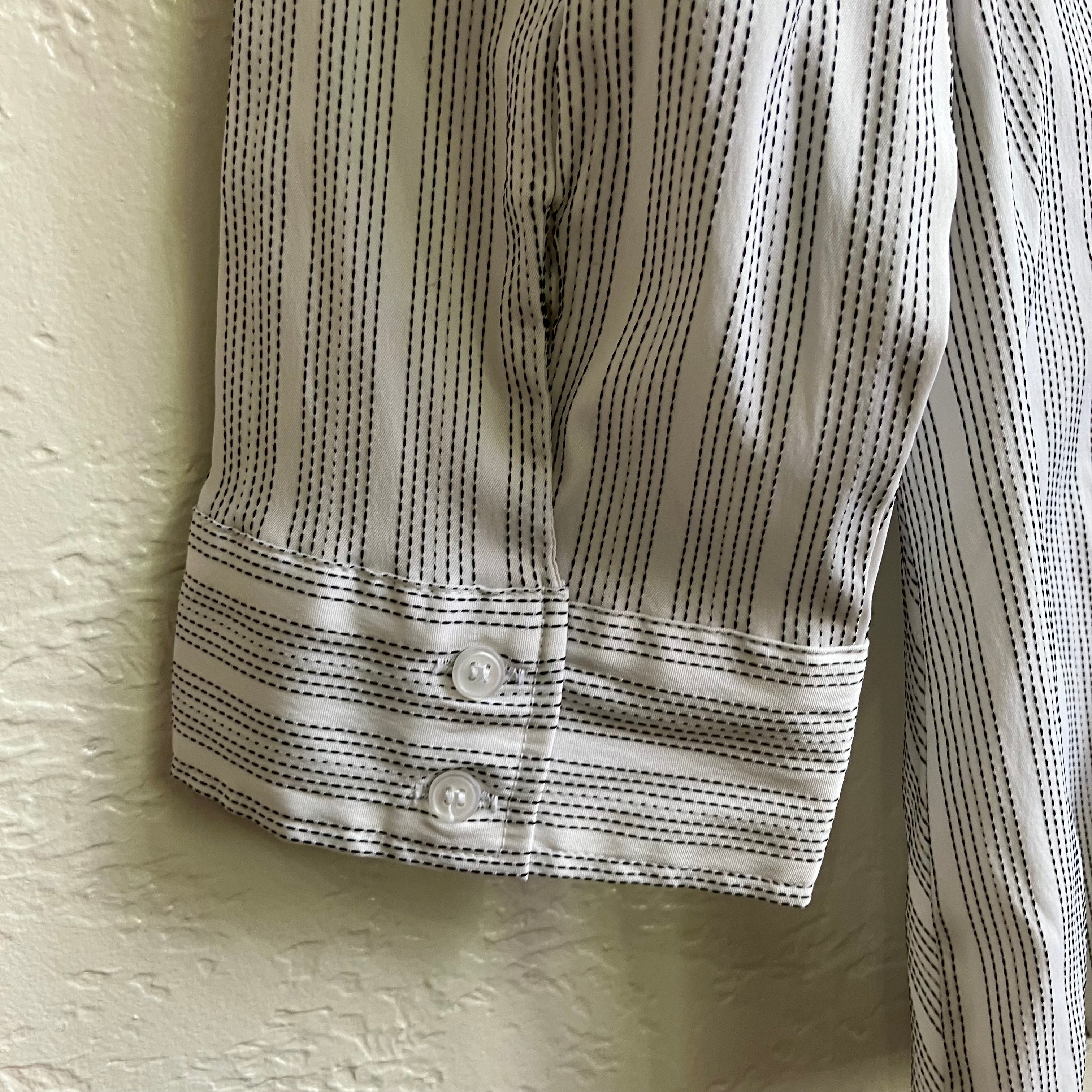 Y2K White Striped Zip Up | XL