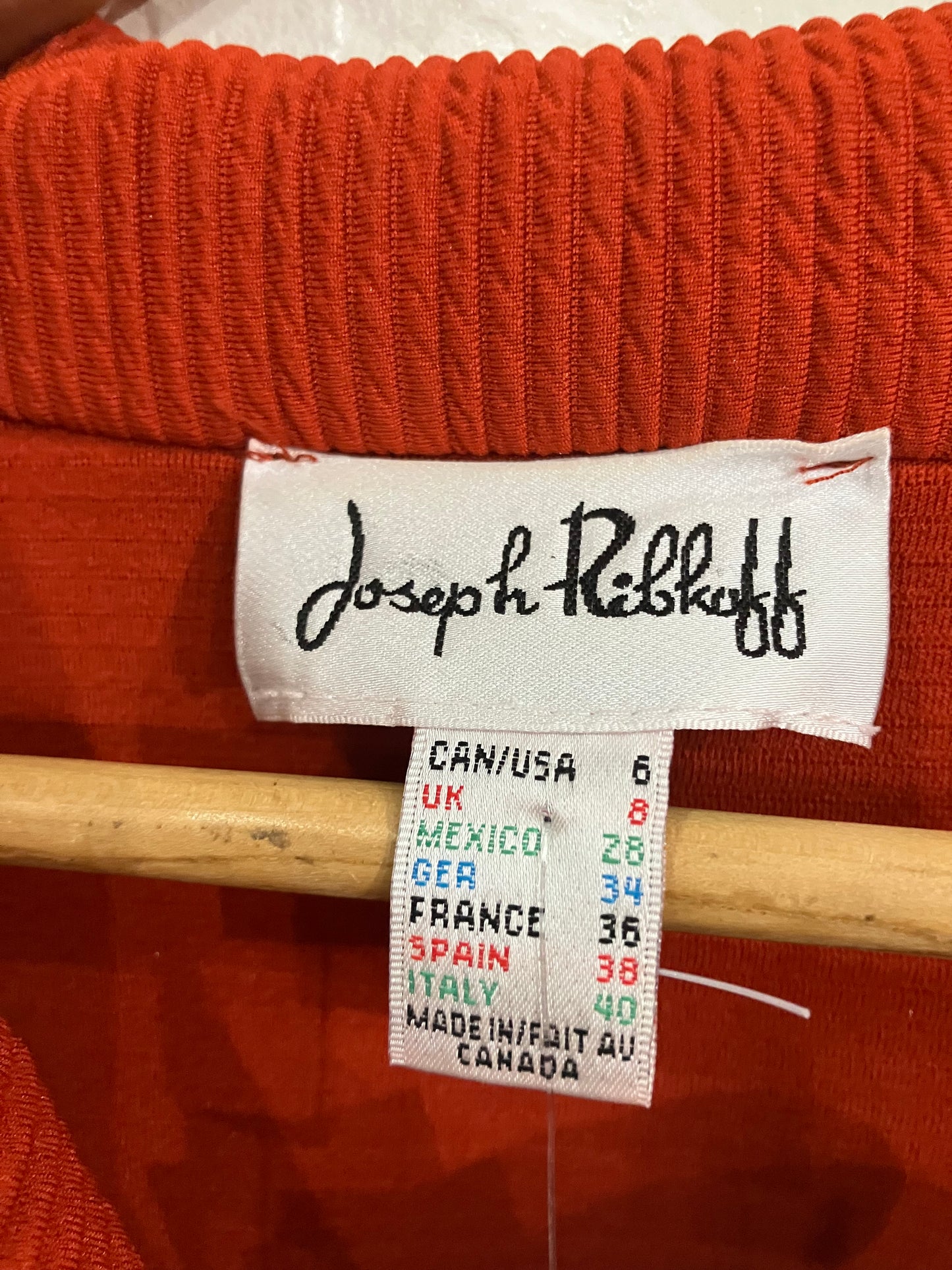 Joseph Ribkoff Burnt Orange & Black Ribbed Chunky Button Jacket Coat | Small