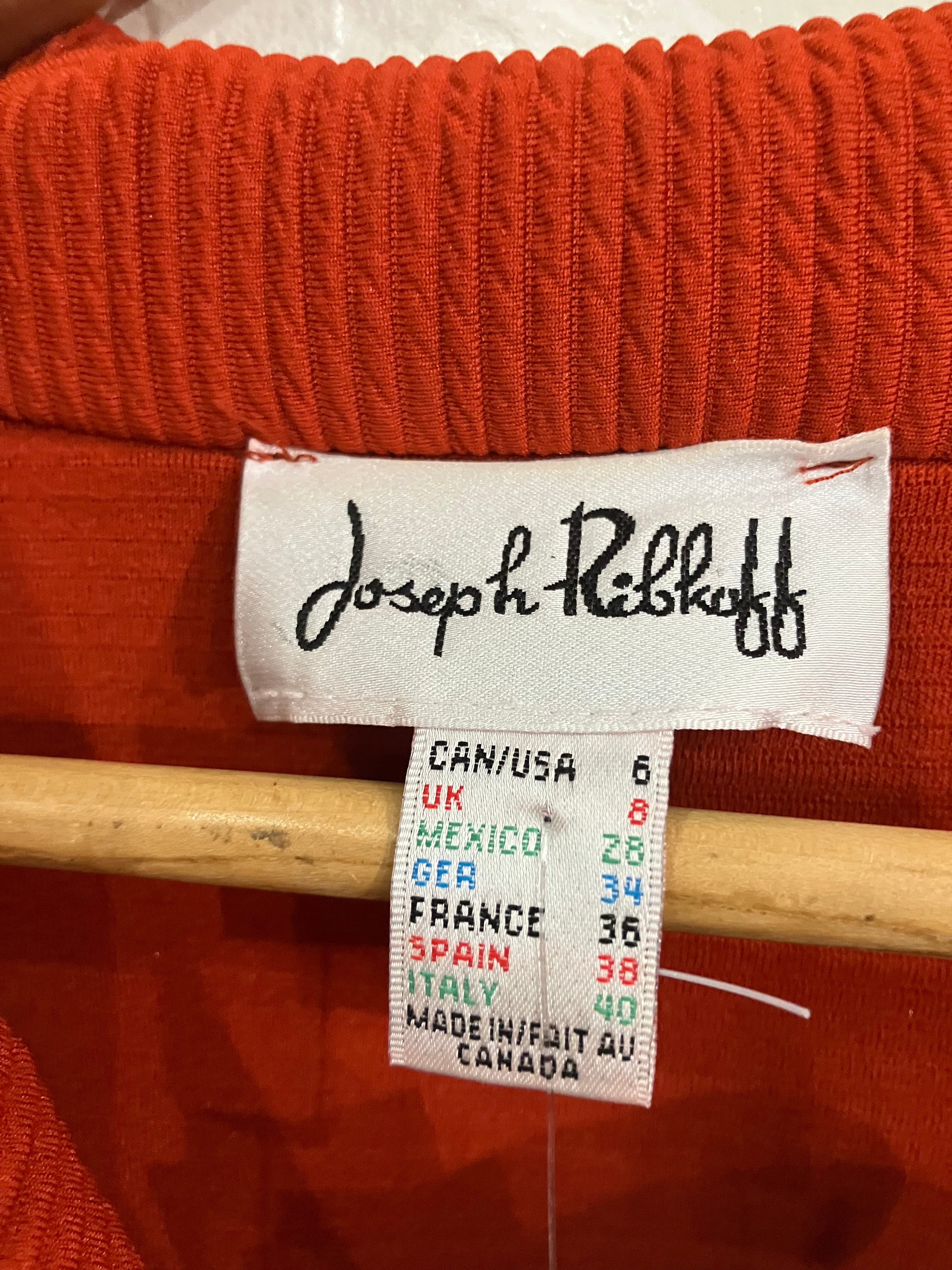 Joseph Ribkoff Burnt Orange & Black Ribbed Chunky Button Jacket Coat | Small