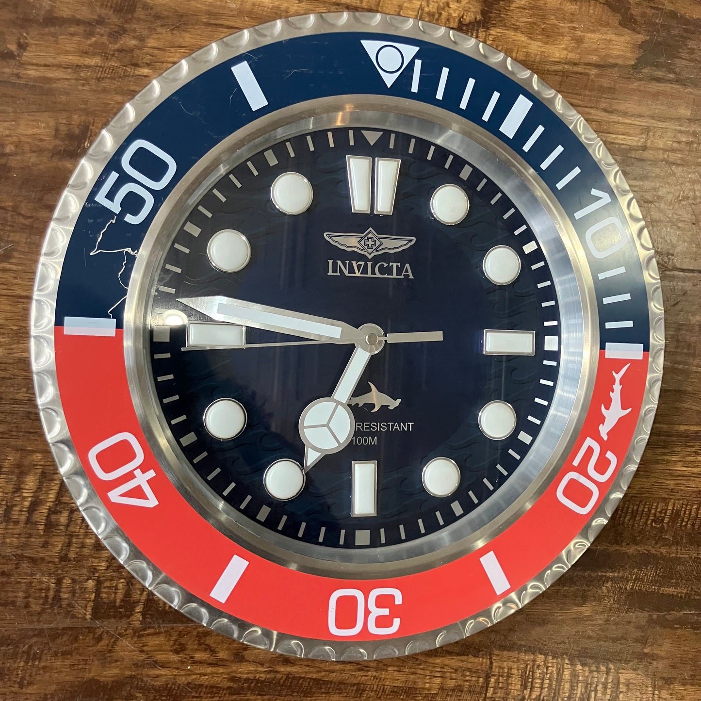 Invicta Hammerhead Shark Pro Diver 14" Blue Wall Clock