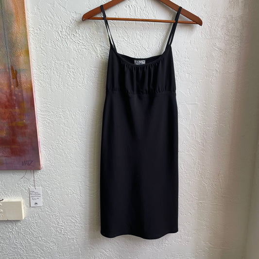 Black Satin Y2K Slip Dress | Small