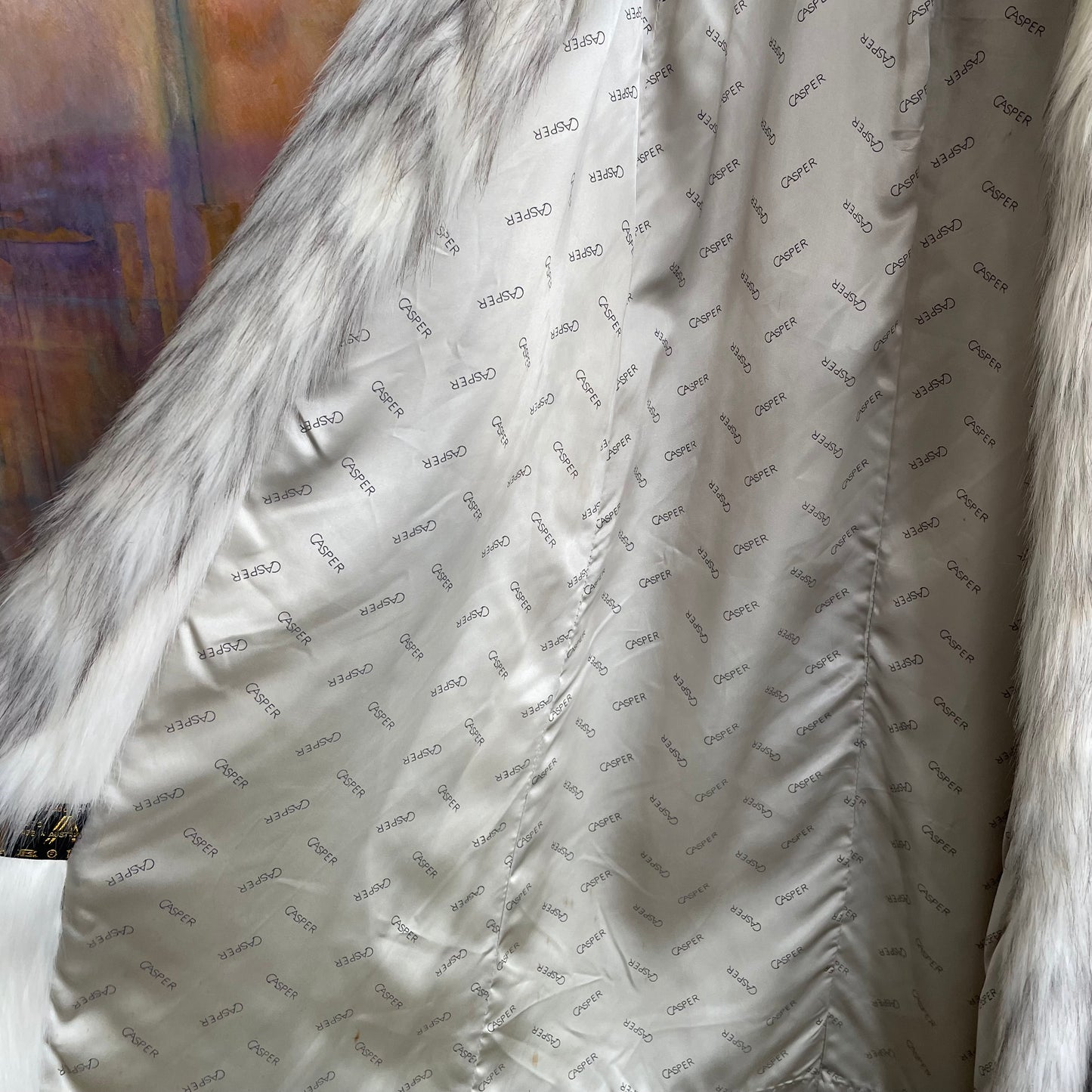 Faux Fur Coat with White and Silver Artic Fox | Medium