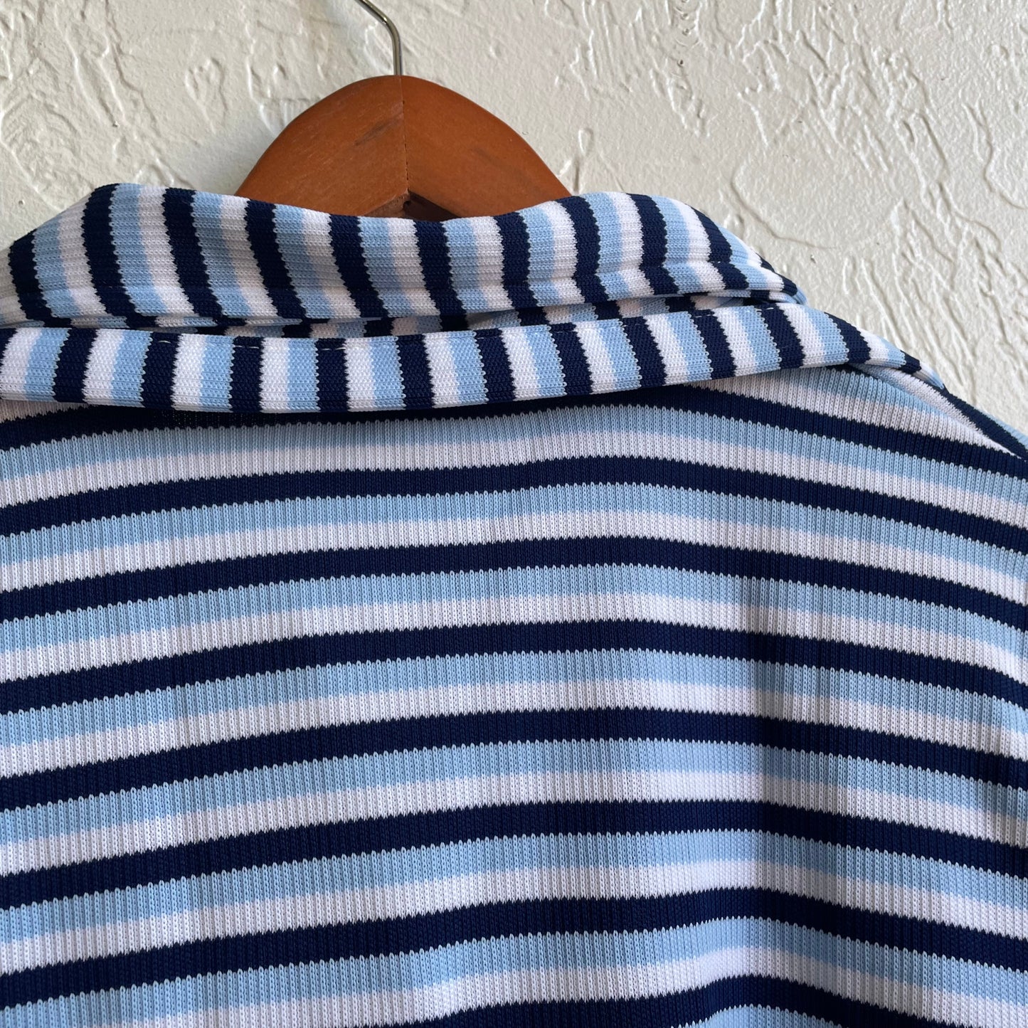 70’s Blue Striped Shirt | Large