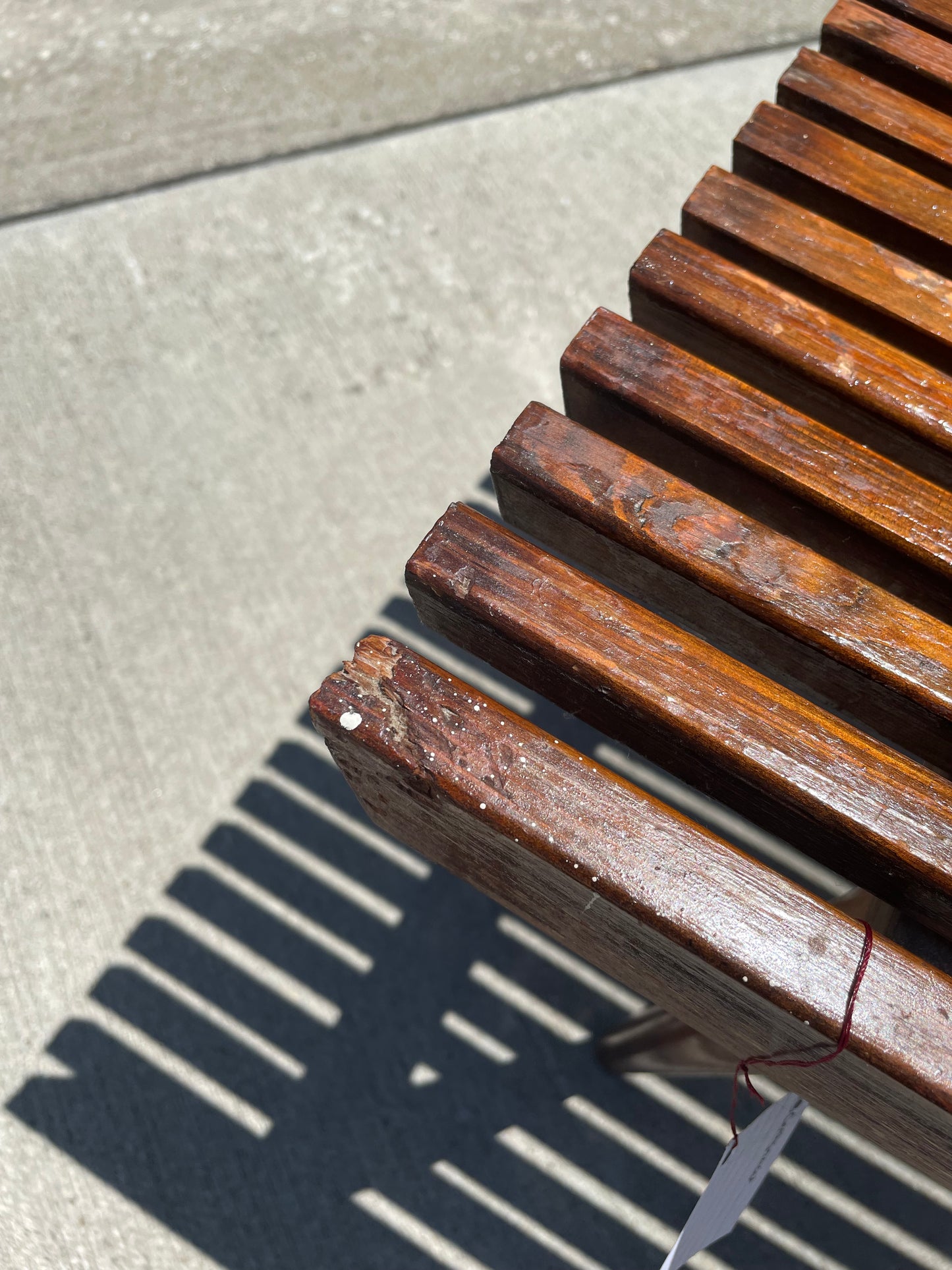 Mid-Century Modern Slated Walnut Wood Bench