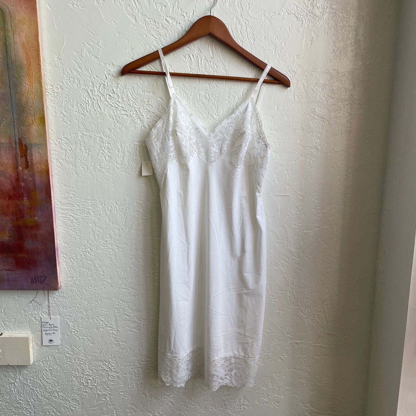 Satin Vintage Floral V-Neck Lace Dress | Medium