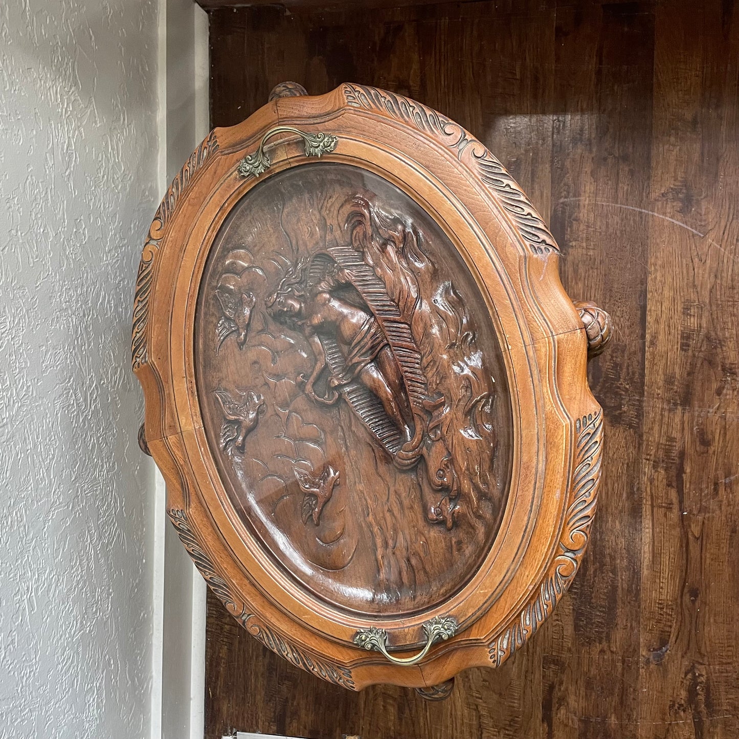 Antique 20th Century Wood Carved French Baroque Tea Tray Table