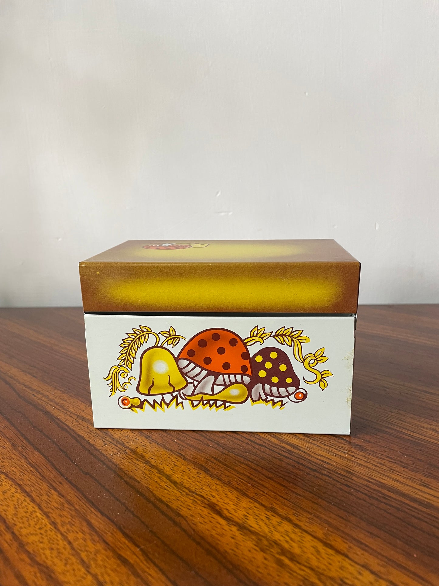 Merry Mushroom Tin Recipe Box