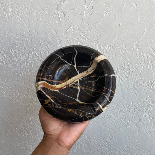 Michelangelo Black and Gold Marble 7” Ashtray/Bowl