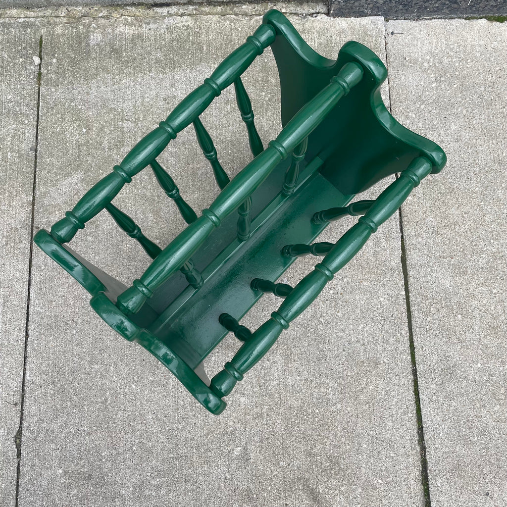 Refurbished Vintage Emerald Green Magazine Rack