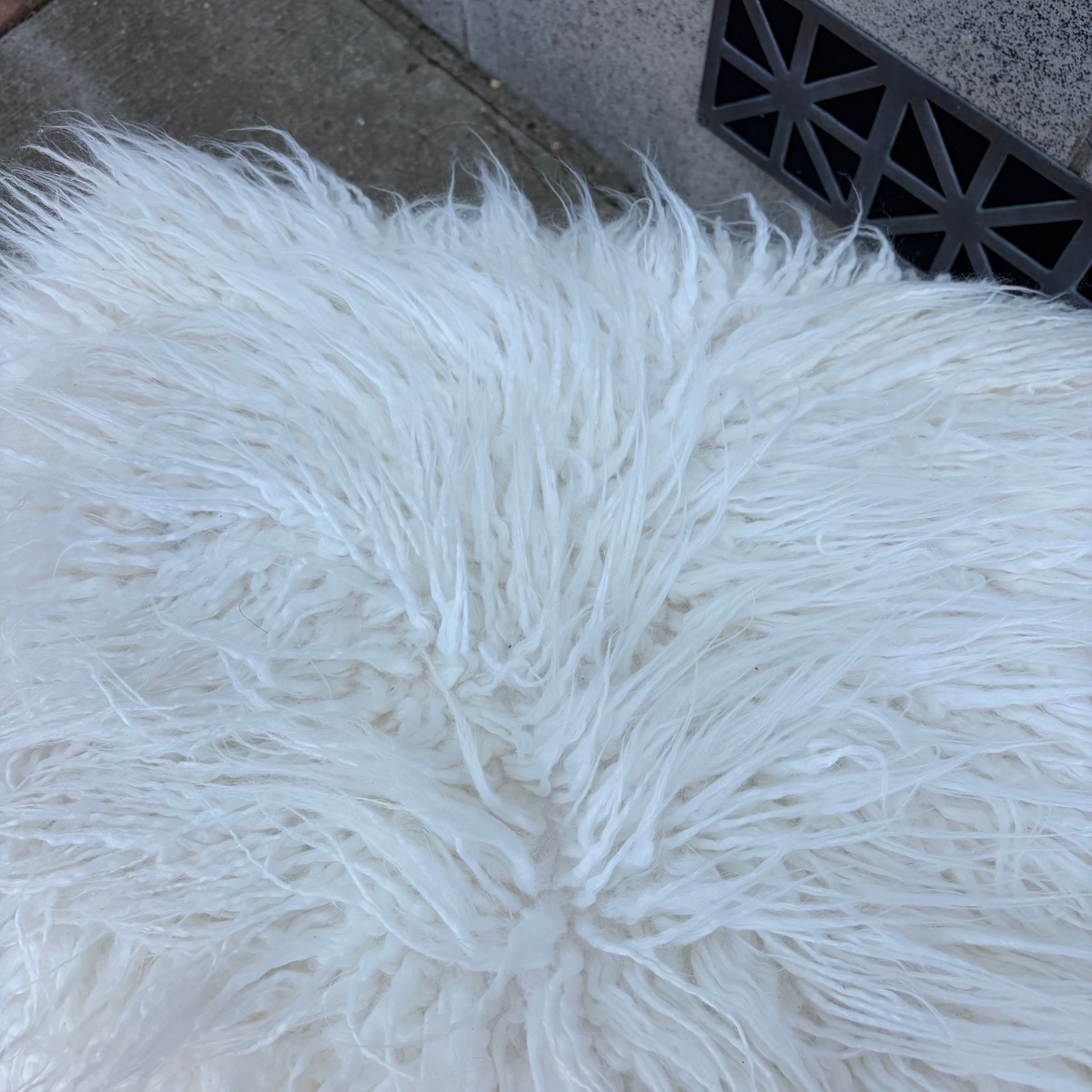 Modern White Faux Fur Ottoman Bench