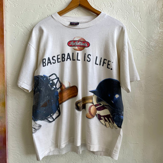 "Baseball is Life" Wraparound Single Stitch T-Shirt 1996 | Size Large