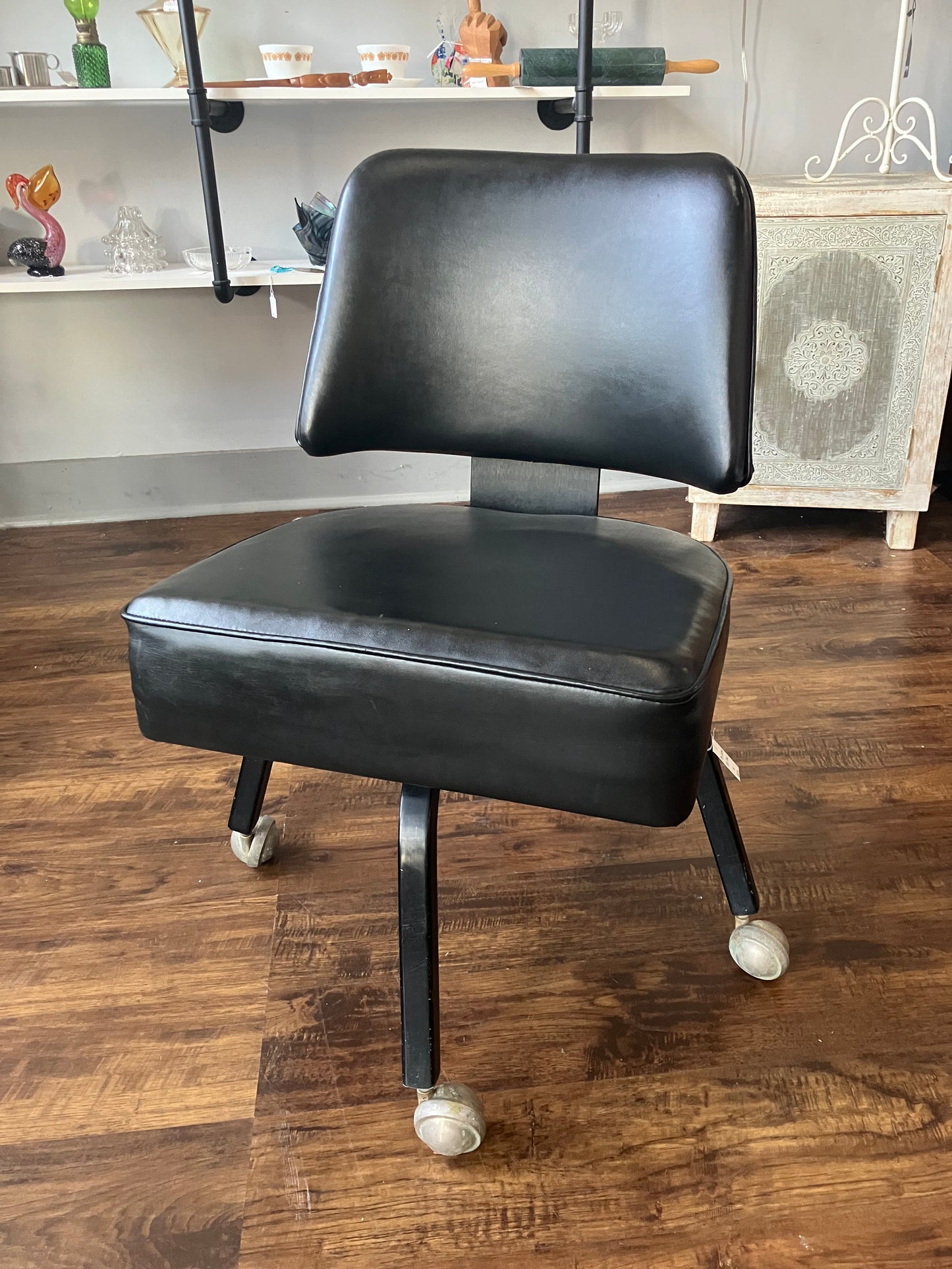 Black Leather Rolling Office Chair