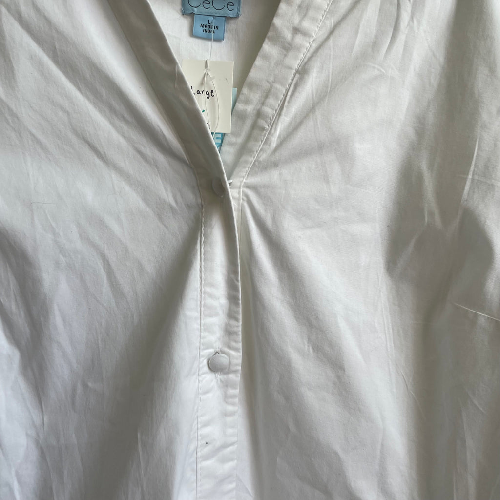 White Summer Style Button Up Dress | Large