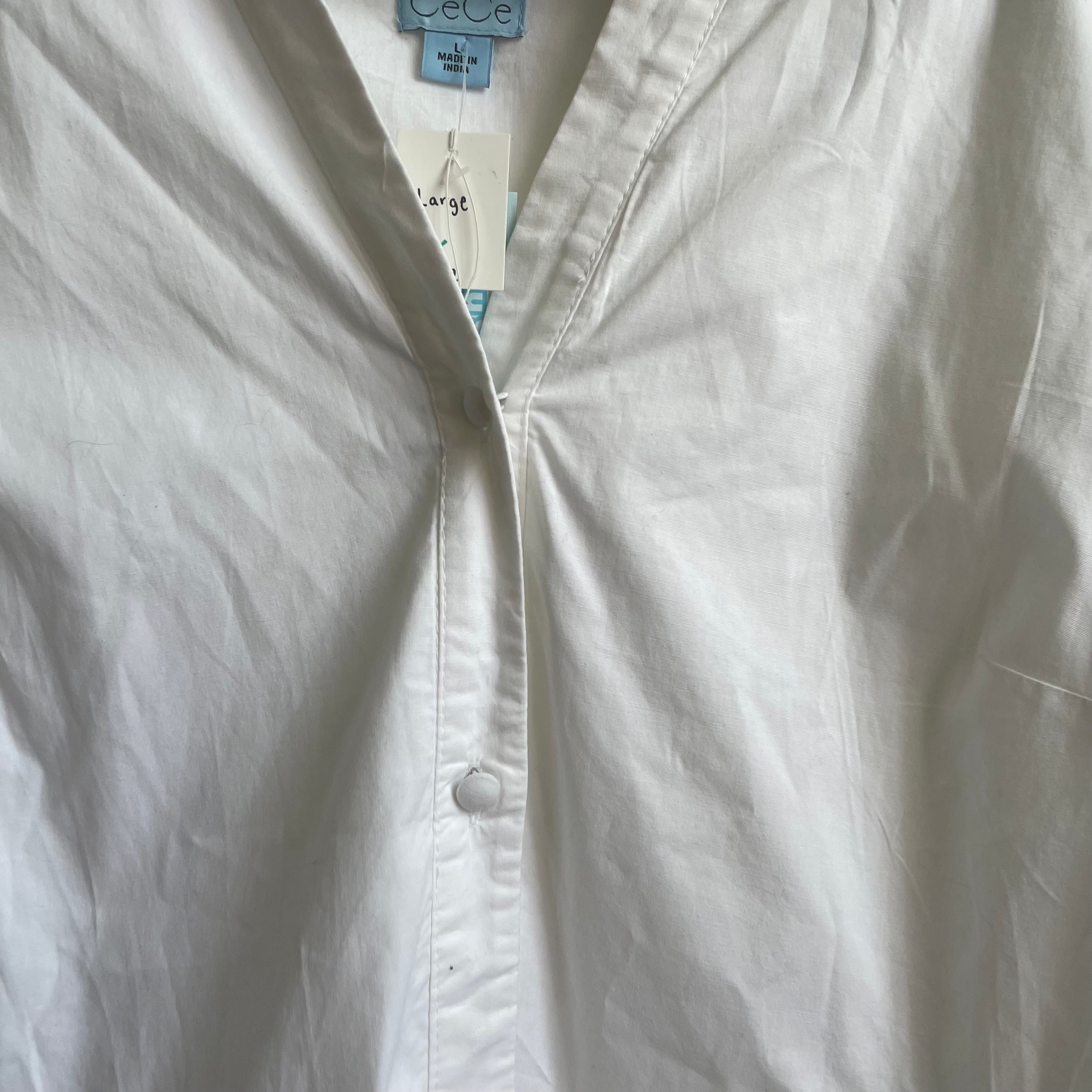 White Summer Style Button Up Dress | Large