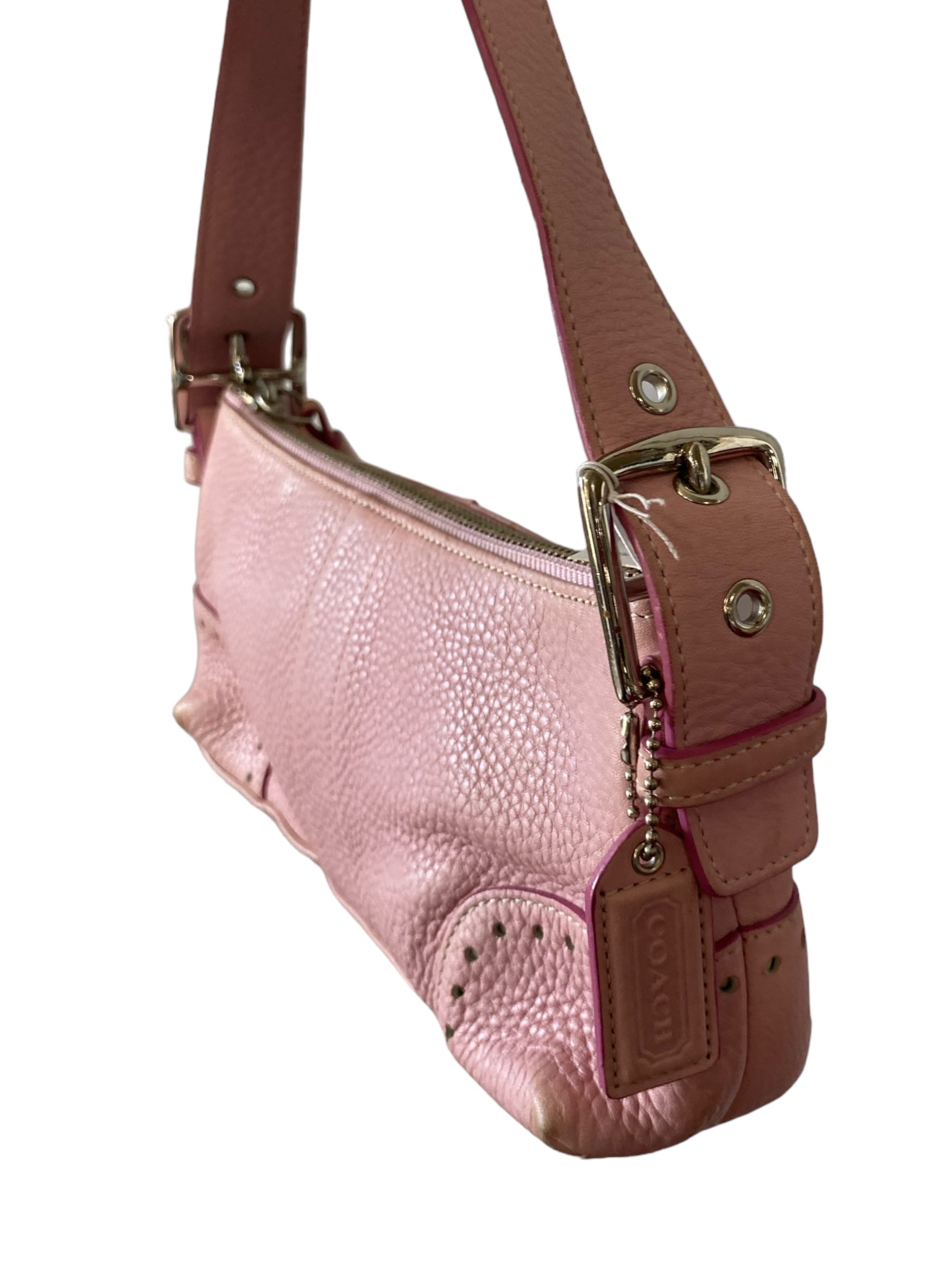 Outlet VINTAGE Y2K COACH PINK JACQUARD MONOGRAM HAND SHOULDER BAG CROSSBODY