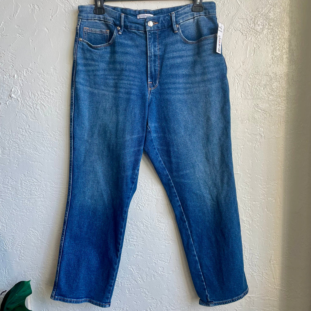 Good American Stretch Medium Wash Blue Jeans | Size 10/Large