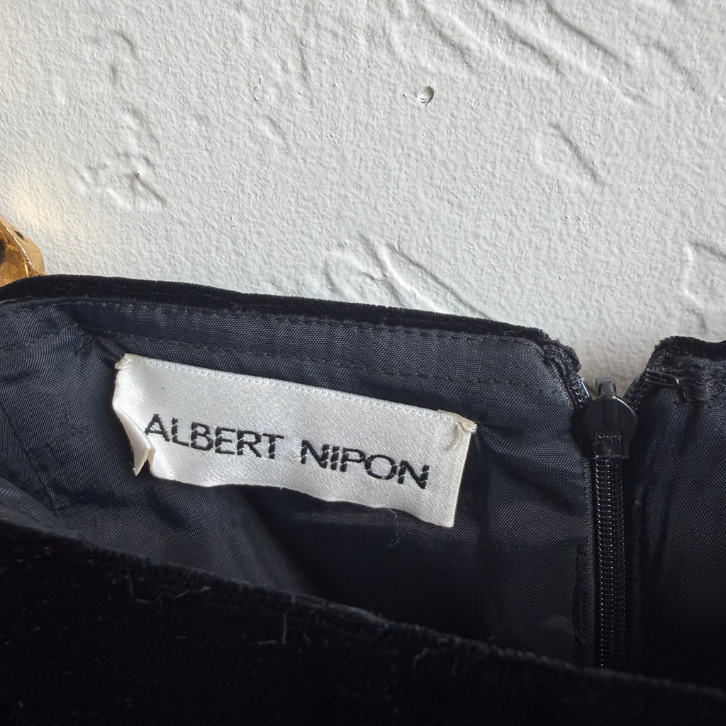 Velvet Mini Dress with Ram Straps Albert Nipon | 10 Medium