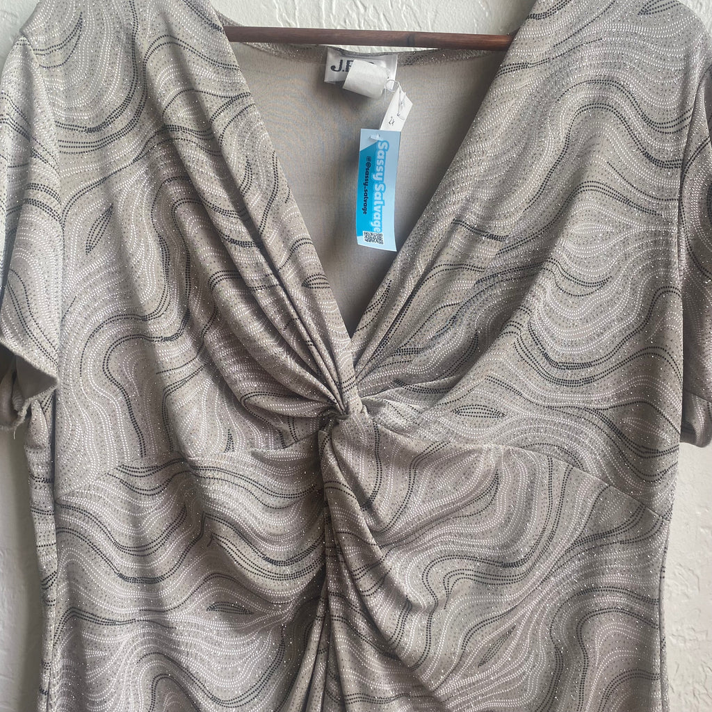 Shirred Black & White Top | One Size