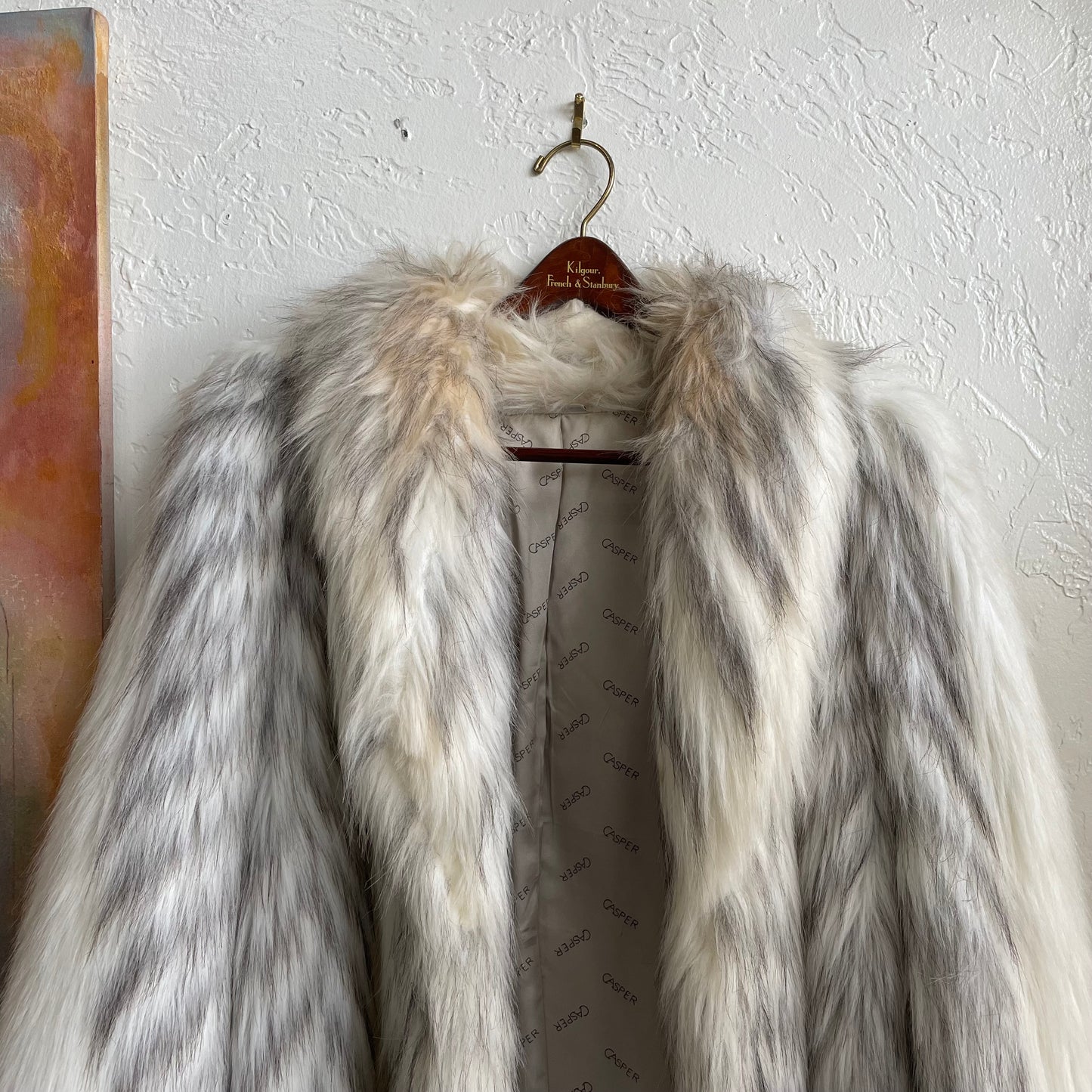 Faux Fur Coat with White and Silver Artic Fox | Medium