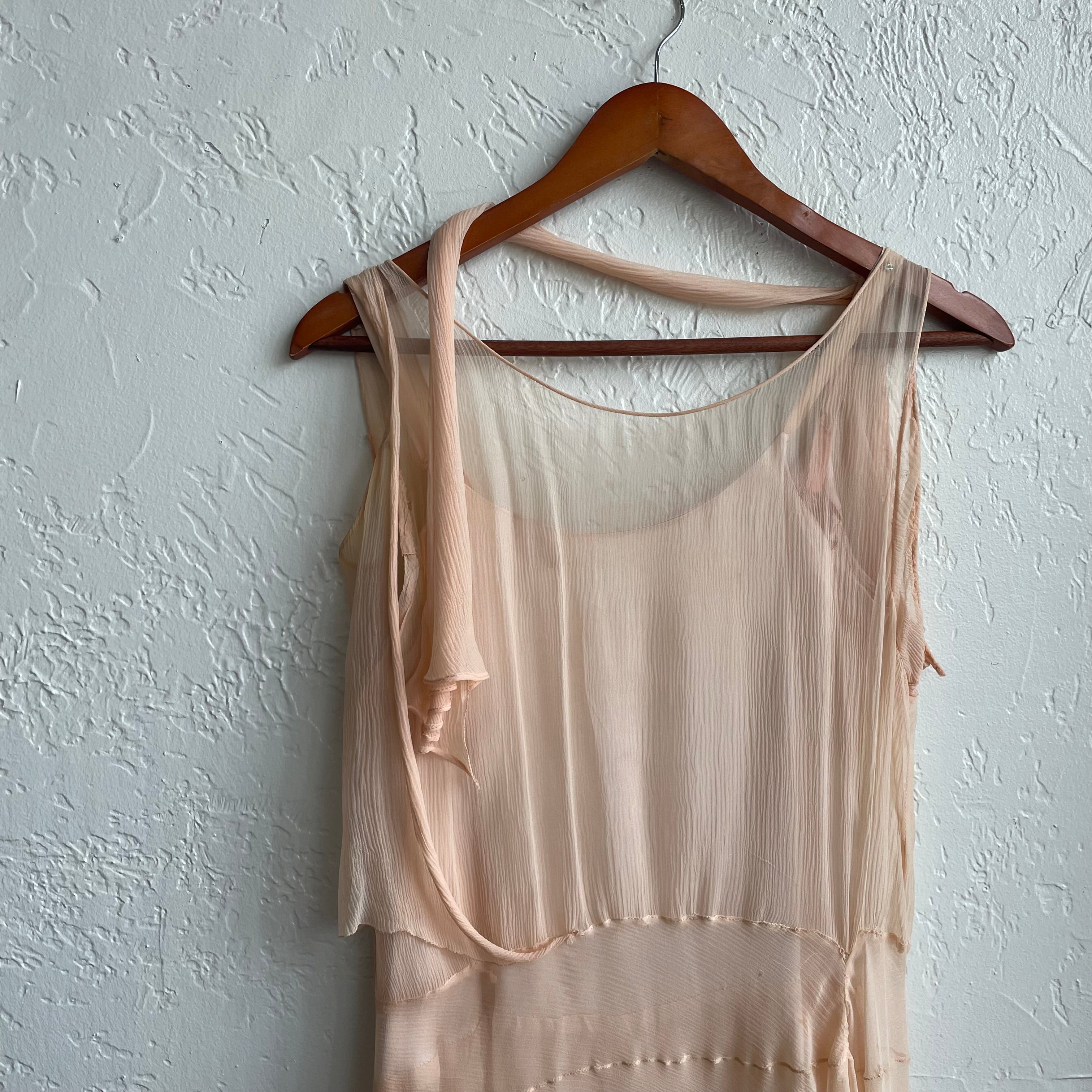 Blush Pink Silk Chiffon Flapper Dress 1920/30's | One Size