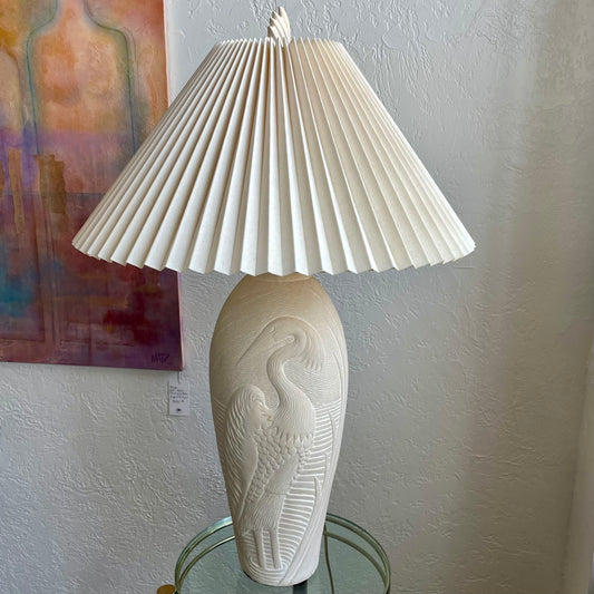 Dayle Rushall Palm Beach Snowy Egret Heron Ceramic Lamp