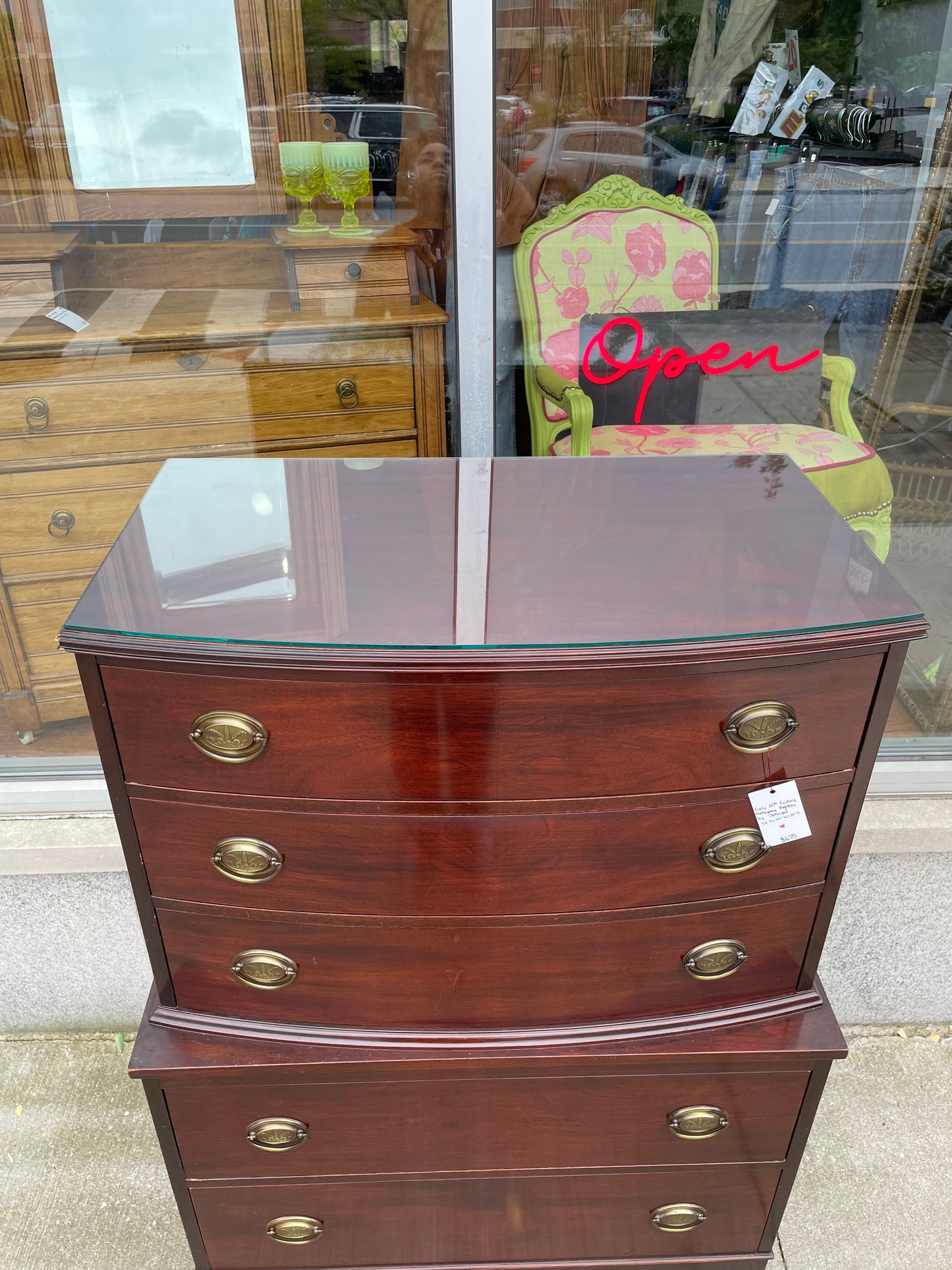 Early 20th Century Mahogany Highboy Dresser by Johnson Grand Rapids