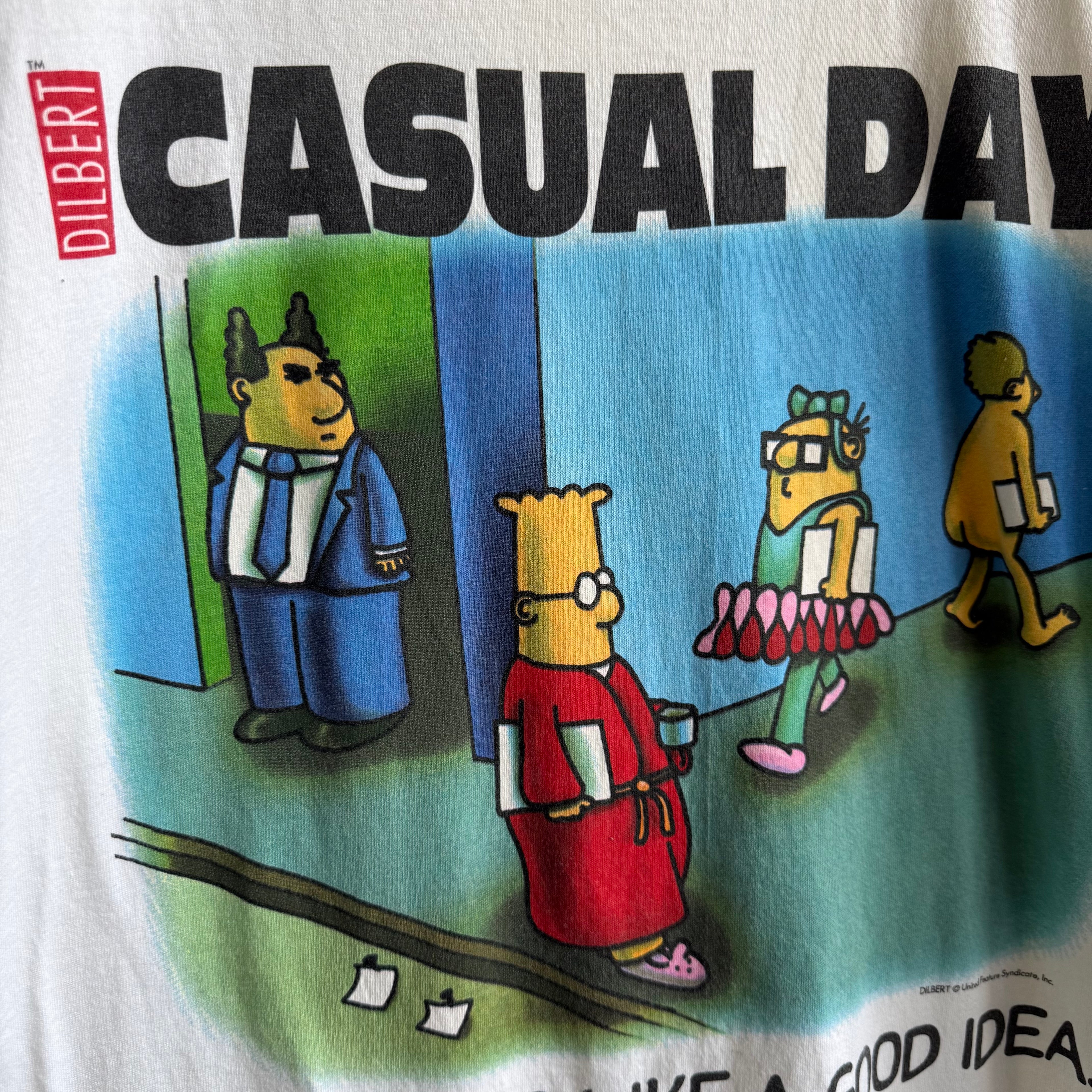 Dilbert Casual Day Work Office Funny Vintage Tee T Shirt • Large